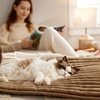 Bedsure ComfyFleece™ Self Warming Cat Bed, Small Self Heating Dog Crate Pad, Thermal Extra Warm Puppy Mat Indoor, Non-Slip & Washable, Not Electric, 24″ x 18″, Grey(Caramel)