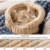 Bedsure ComfyFleece™ Washable Cute Small Medium Dog Bed,Round Pet Bed,26in | Cozy Donut Soft Fluffy Plush,Comfort Corduroy Cuddler Pet Beds,Luxury Aesthetic,Anti-Slip Bottom,Up to 30 Lbs,Cream(Sandy Beige)