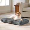 Bedsure ComfyFleece™ Fluffy Balanced Support XL Dog Bed for Crate,41×27 | Golden Ratio Chopped Foam & PP Cotton, Home Decor,Waterproof Liner, Removable Washable Cover, Nonslip Bottom,Sandy Beige(Grey)