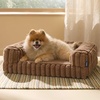 Bedsure ComfyFleece™ Memory Foam Orthopedic Dog Beds Medium Size Dog 30″ | Comfort Egg-Crate Foam Couch Sofa, Washable Corduroy Cover,Cozy Bolstor Waterproof Pet Bed with Sides,Non-Slip Bottom,Cream(Camel Brown)