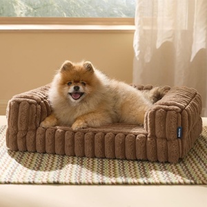 Bedsure ComfyFleece™ Memory Foam Orthopedic Dog Beds Medium Size Dog 30″ | Comfort Egg-Crate Foam Couch Sofa, Washable Corduroy Cover,Cozy Bolstor Waterproof Pet Bed with Sides,Non-Slip Bottom,Cream(Camel Brown)