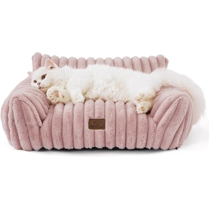 Bedsure ComfyFleece™ Shown on TV Fluffy Dog Couch for Pets,30in Blush Pink | Small & Medium Dog Bed Washable Cover,Supportive Couch Bed for Small Dogs,Pet Sofa Seen on Good Day New York,Up to 20 Lbs(Blush Pink)