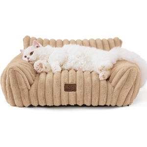 Bedsure ComfyFleece™ Shown on TV Fluffy Dog Couch for Pets,30in Blush Pink | Small & Medium Dog Bed Washable Cover,Supportive Couch Bed for Small Dogs,Pet Sofa Seen on Good Day New York,Up to 20 Lbs(Sandy Beige)