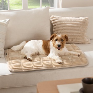 Bedsure ComfyFleece™ Washable Dog Crate Pad,Soft Fluffy Medium Pet Mat,30″ | Thin Kennel Pad for Crates Topper,Flat Corduroy Fleece Pads for Dog Cages,Nonslip Bottom,Not Chewproof,Sandy Beige(Sandy Beige)