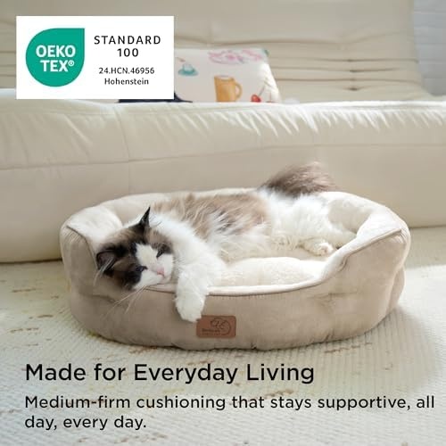 image:imageBedsure AeroFrost Cooling Small Dog Bed Round Washable 20In Arctic Blue QMaxgt04 Cat Beds for Indoor Cats Comfort Cooling Summer Pet BedAntiSlip Bottomfor Puppies and KittensBrown