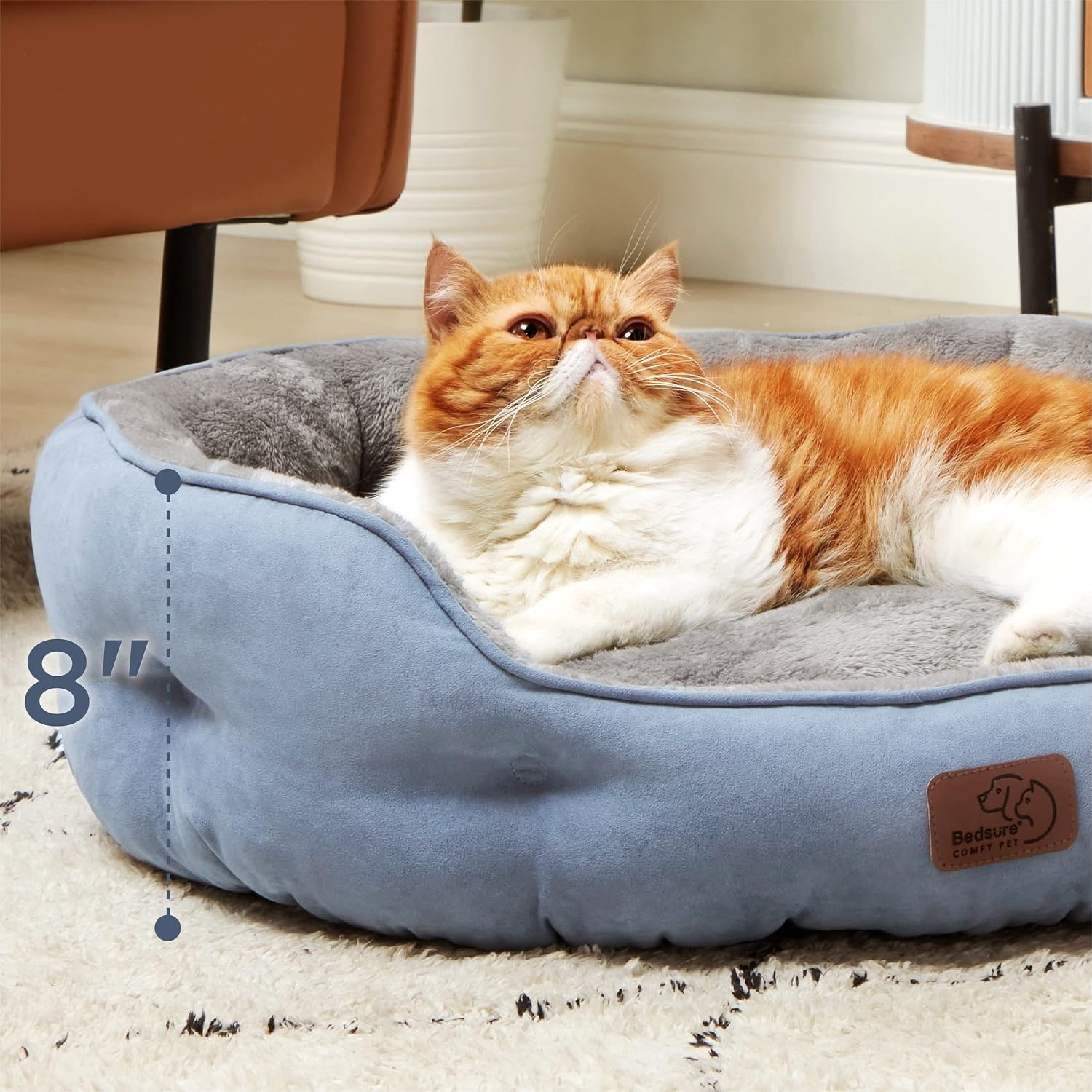 image:imageBedsure AeroFrost Cooling Small Dog Bed Round Washable 20In Arctic Blue QMaxgt04 Cat Beds for Indoor Cats Comfort Cooling Summer Pet BedAntiSlip Bottomfor Puppies and KittensFrost Blue