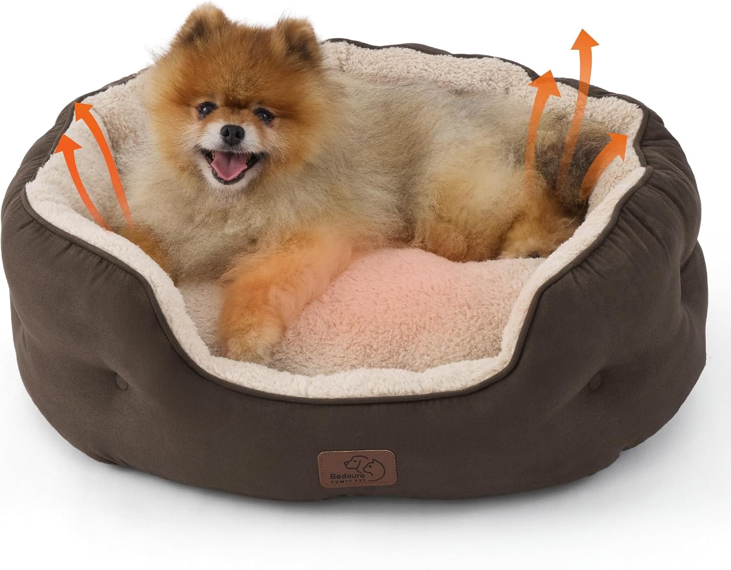image:imageBedsure AeroFrost Cooling Small Dog Bed Round Washable 20In Arctic Blue QMaxgt04 Cat Beds for Indoor Cats Comfort Cooling Summer Pet BedAntiSlip Bottomfor Puppies and KittensSelf Warming Brown