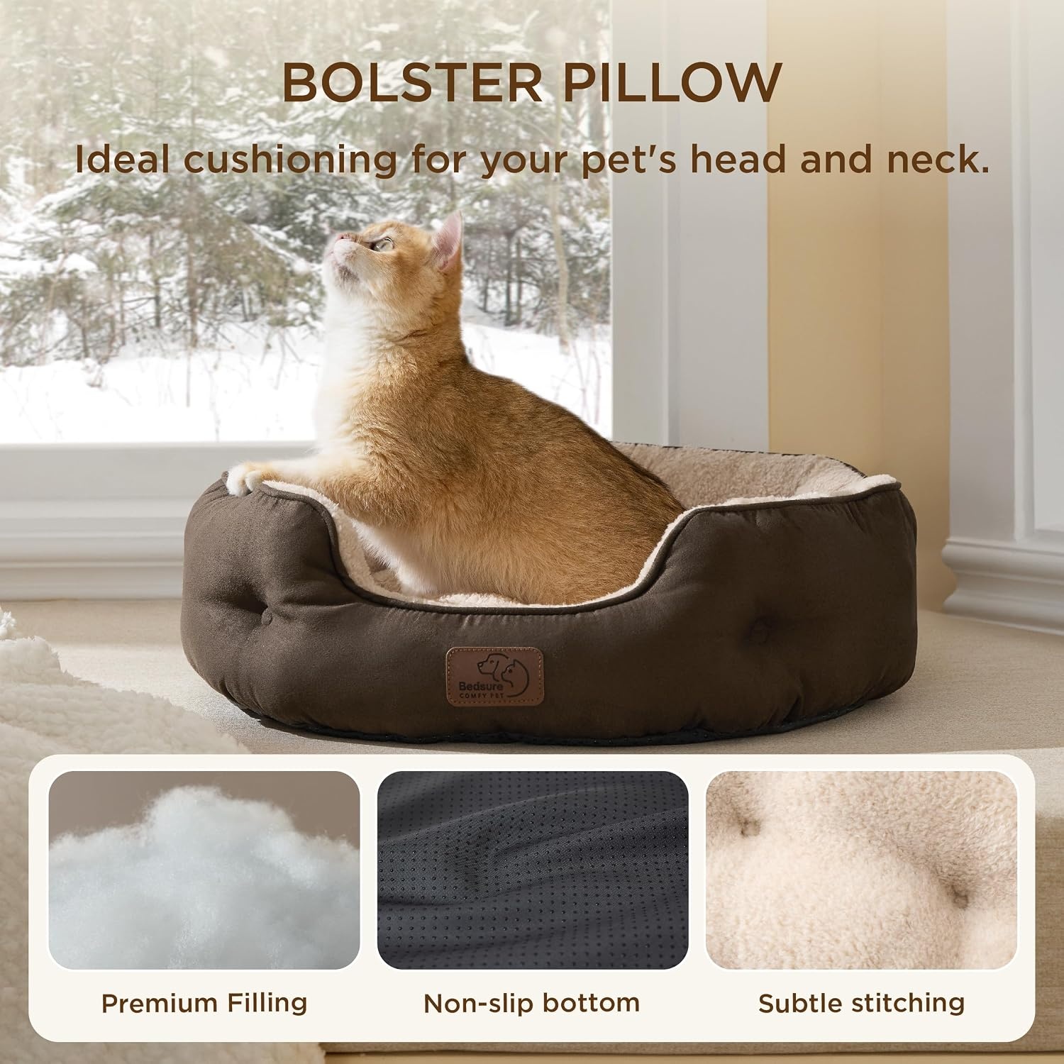 image:imageBedsure AeroFrost Cooling Small Dog Bed Round Washable 20In Arctic Blue QMaxgt04 Cat Beds for Indoor Cats Comfort Cooling Summer Pet BedAntiSlip Bottomfor Puppies and KittensSelf Warming Brown