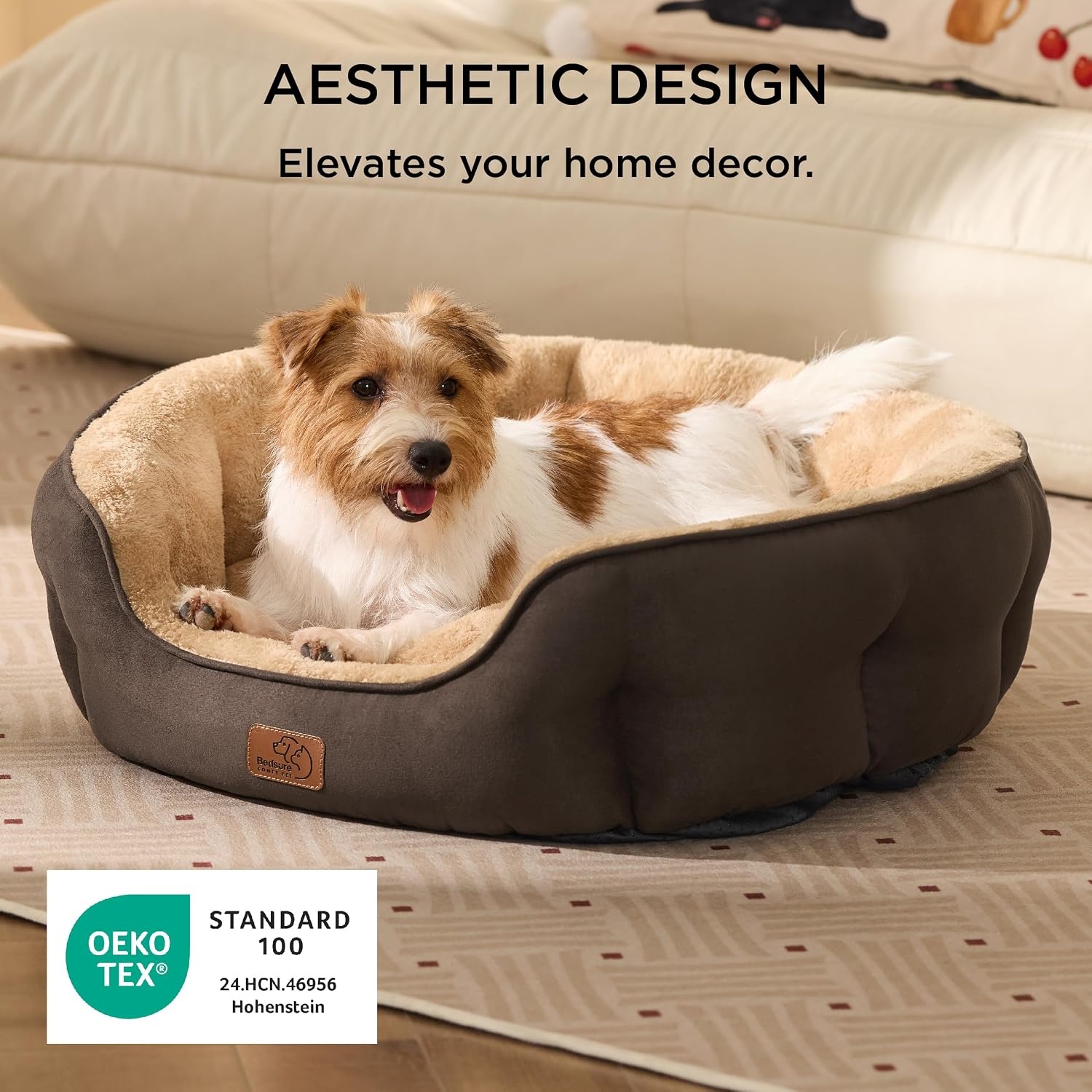 image:imageBedsure AeroFrost Cooling Small Dog Bed Round Washable 20In Arctic Blue QMaxgt04 Cat Beds for Indoor Cats Comfort Cooling Summer Pet BedAntiSlip Bottomfor Puppies and KittensBrown