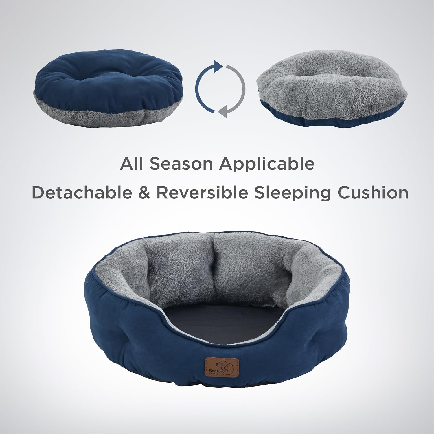 image:imageBedsure AeroFrost Cooling Small Dog Bed Round Washable 20In Arctic Blue QMaxgt04 Cat Beds for Indoor Cats Comfort Cooling Summer Pet BedAntiSlip Bottomfor Puppies and KittensNavy