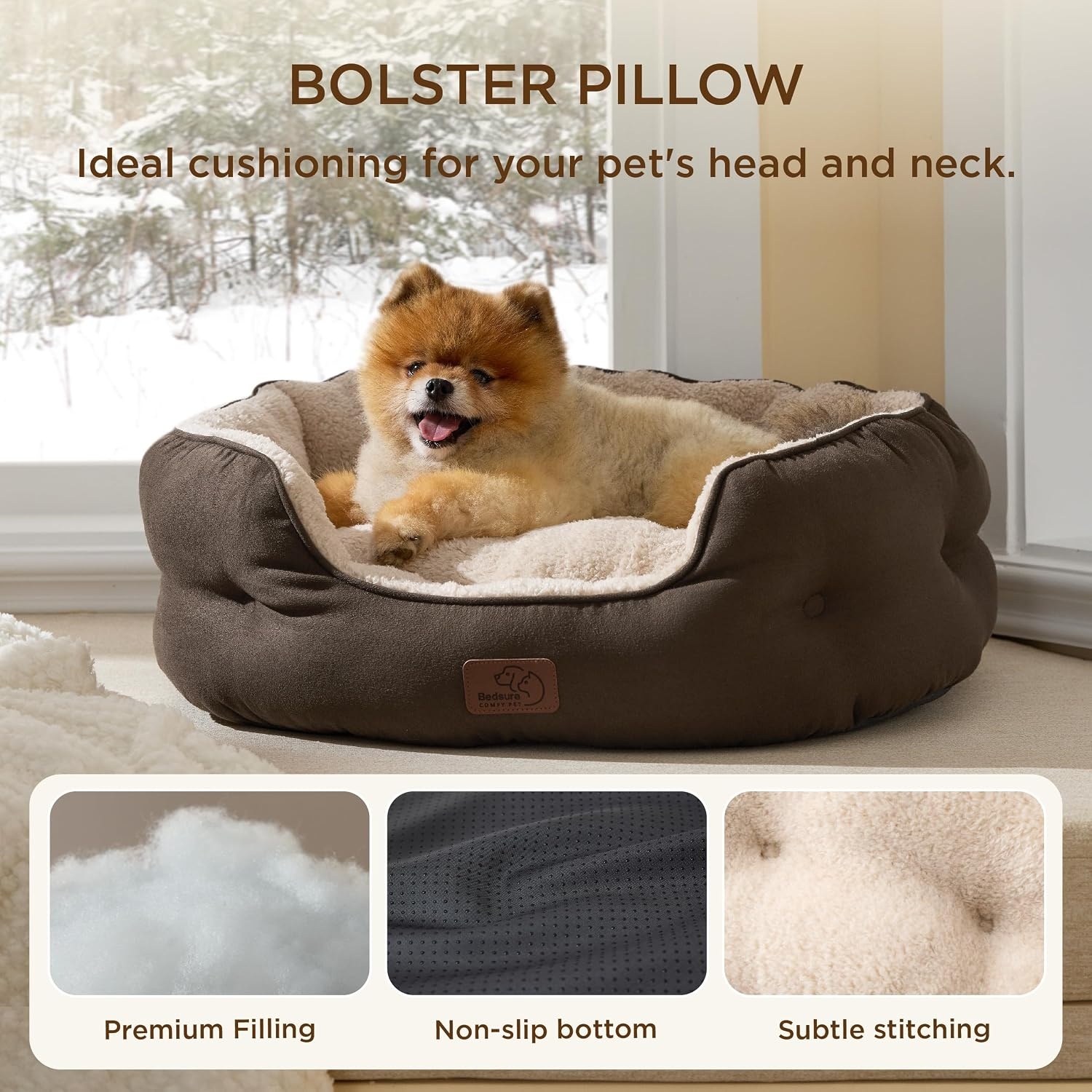 image:imageBedsure AeroFrost Cooling Small Dog Bed Round Washable 20In Arctic Blue QMaxgt04 Cat Beds for Indoor Cats Comfort Cooling Summer Pet BedAntiSlip Bottomfor Puppies and KittensSelf Warming Brown