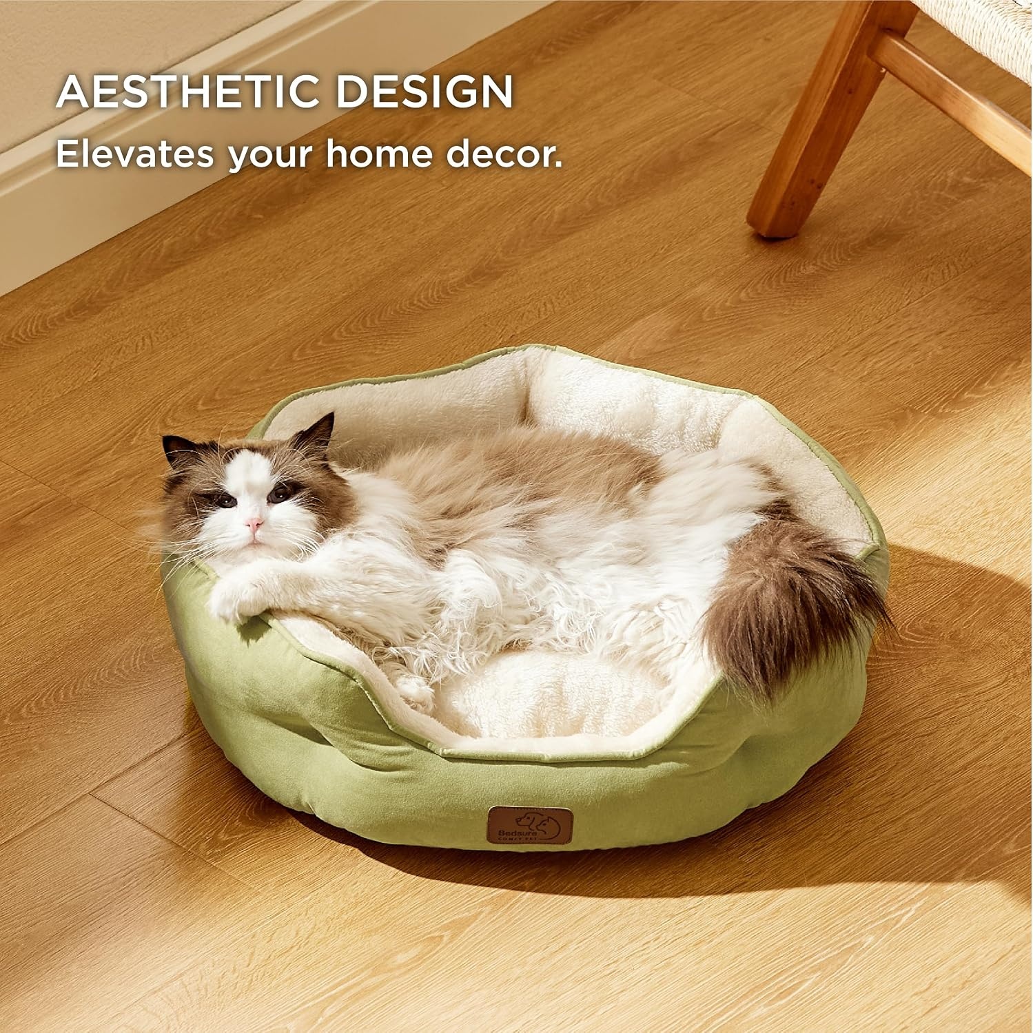 image:imageBedsure AeroFrost Cooling Small Dog Bed Round Washable 20In Arctic Blue QMaxgt04 Cat Beds for Indoor Cats Comfort Cooling Summer Pet BedAntiSlip Bottomfor Puppies and KittensPale Bean Green