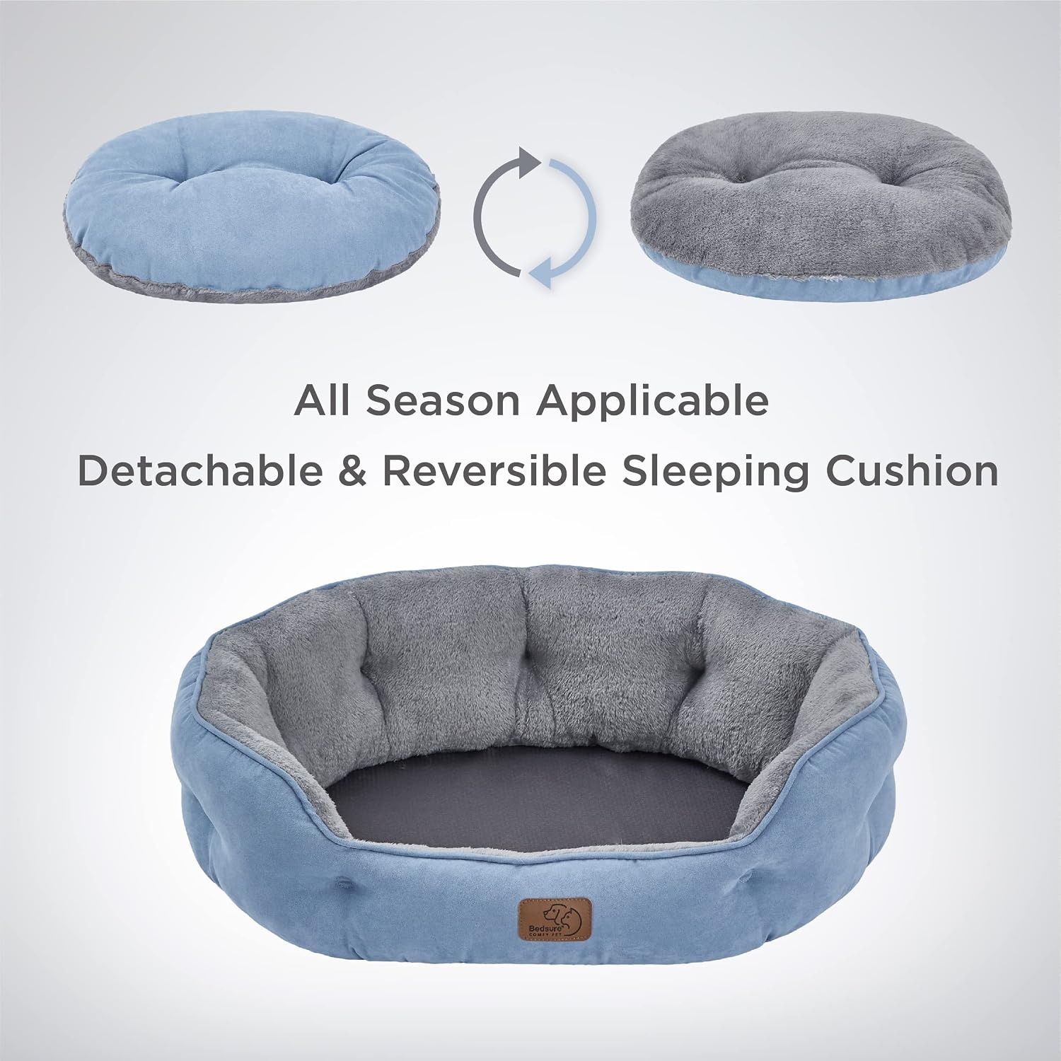image:imageBedsure AeroFrost Cooling Small Dog Bed Round Washable 20In Arctic Blue QMaxgt04 Cat Beds for Indoor Cats Comfort Cooling Summer Pet BedAntiSlip Bottomfor Puppies and KittensFrost Blue