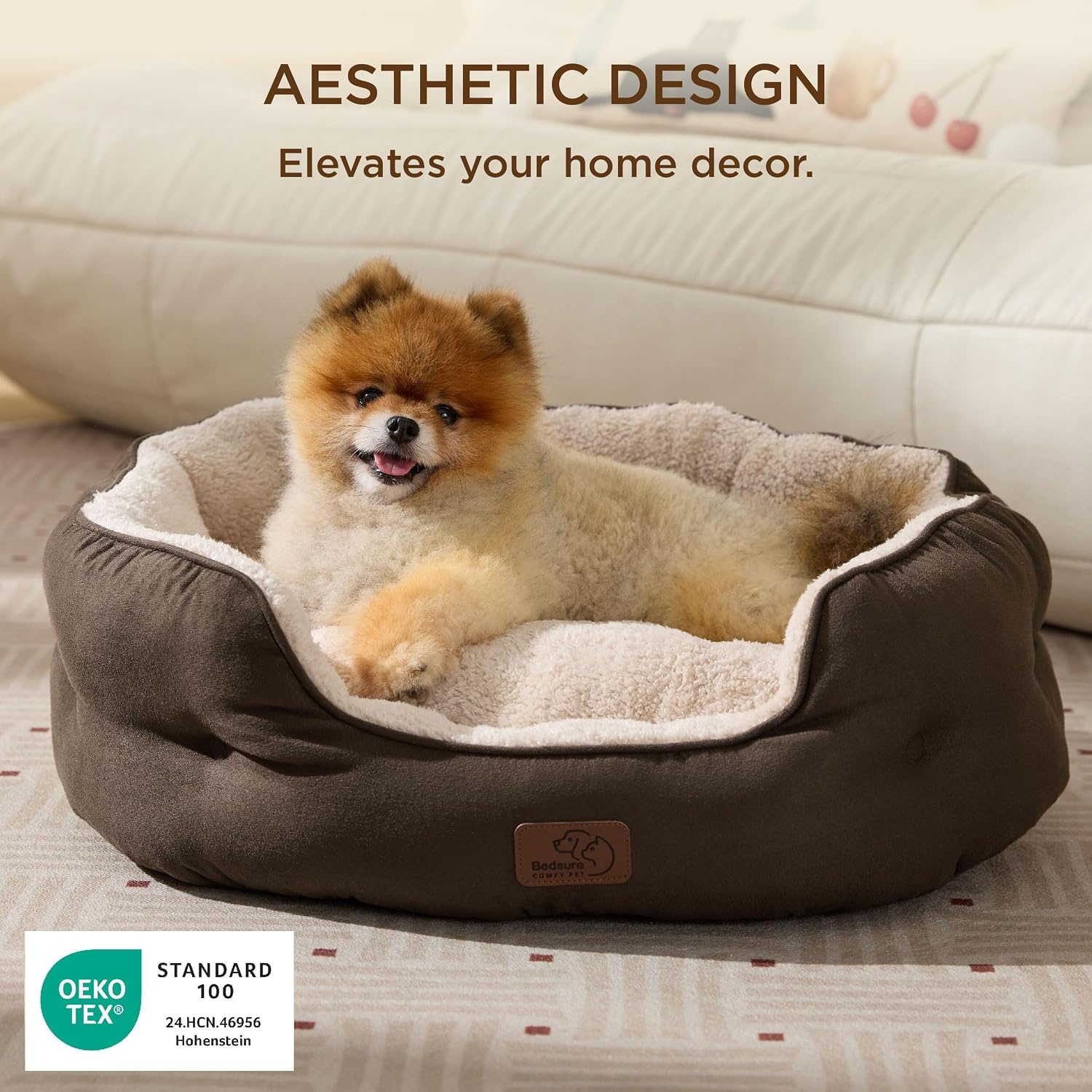 image:imageBedsure AeroFrost Cooling Small Dog Bed Round Washable 20In Arctic Blue QMaxgt04 Cat Beds for Indoor Cats Comfort Cooling Summer Pet BedAntiSlip Bottomfor Puppies and KittensSelf Warming Brown