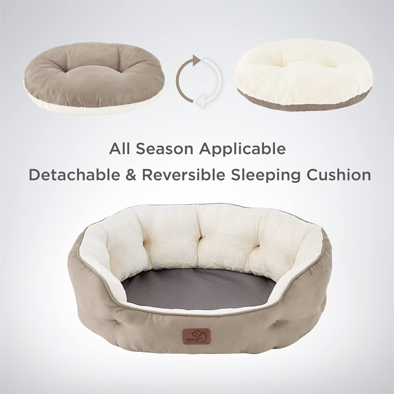 image:imageBedsure AeroFrost Cooling Small Dog Bed Round Washable 20In Arctic Blue QMaxgt04 Cat Beds for Indoor Cats Comfort Cooling Summer Pet BedAntiSlip Bottomfor Puppies and KittensCamel