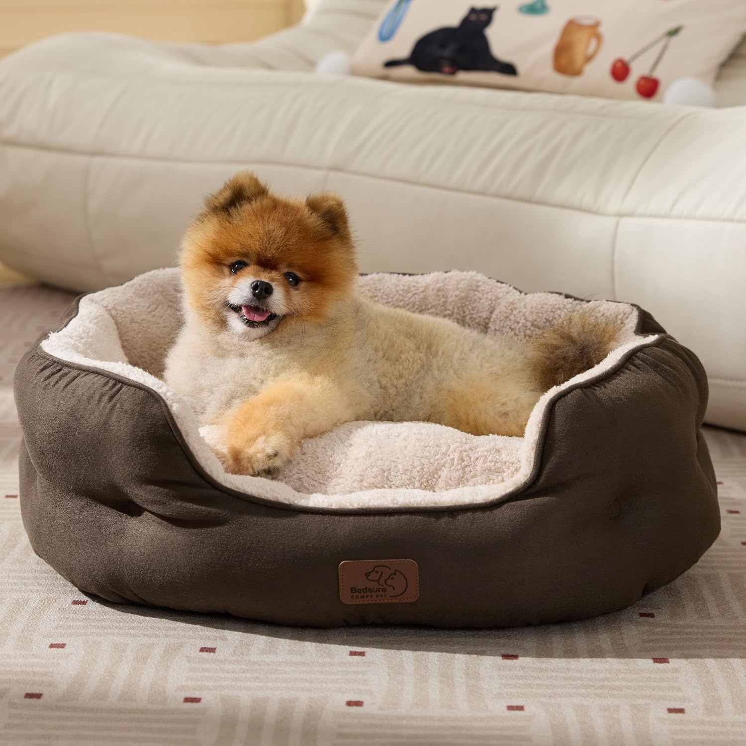 image:imageBedsure AeroFrost Cooling Small Dog Bed Round Washable 20In Arctic Blue QMaxgt04 Cat Beds for Indoor Cats Comfort Cooling Summer Pet BedAntiSlip Bottomfor Puppies and KittensSelf Warming Brown