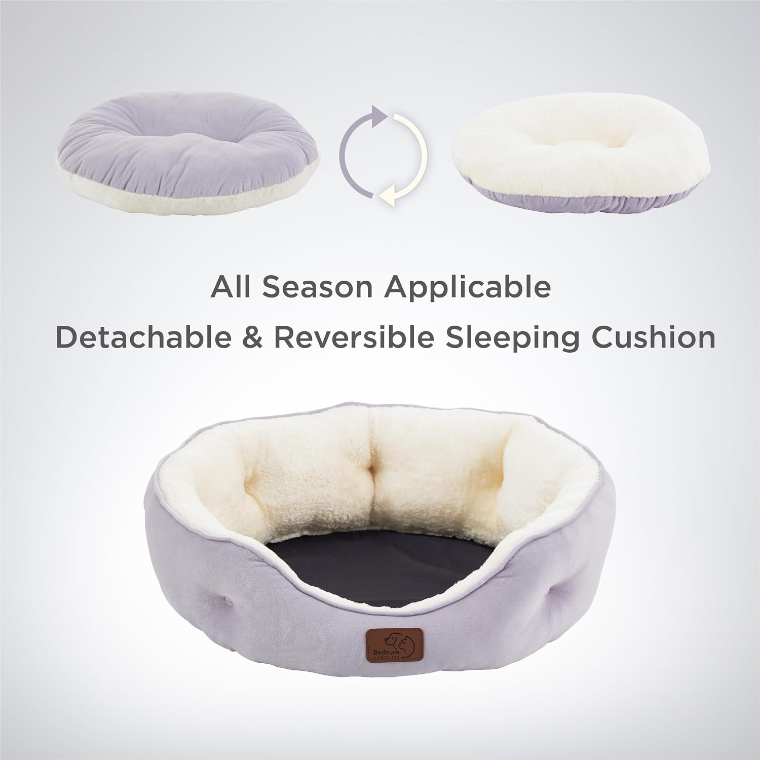 image:imageBedsure AeroFrost Cooling Small Dog Bed Round Washable 20In Arctic Blue QMaxgt04 Cat Beds for Indoor Cats Comfort Cooling Summer Pet BedAntiSlip Bottomfor Puppies and KittensAzure Lilac