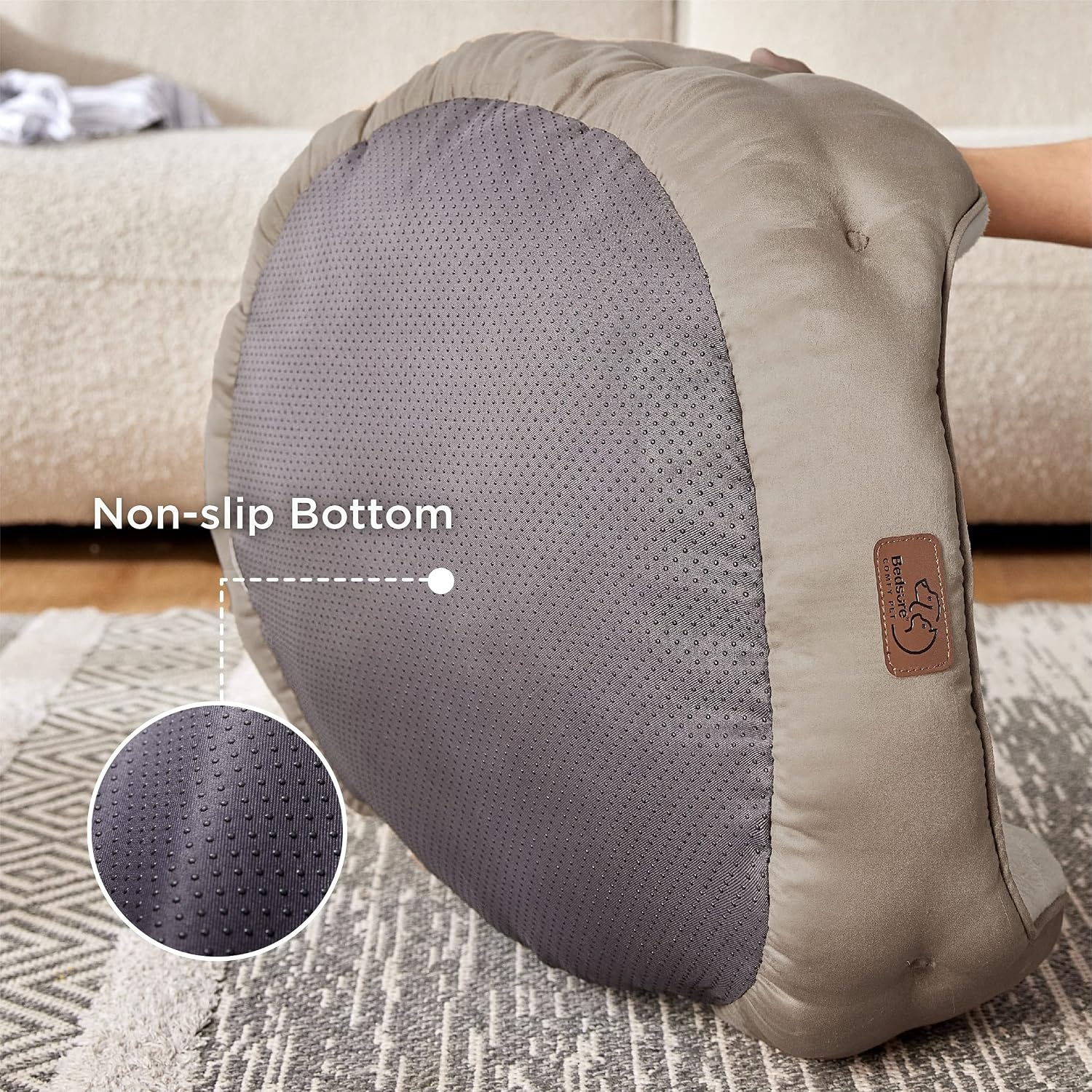 image:imageBedsure AeroFrost Cooling Small Dog Bed Round Washable 20In Arctic Blue QMaxgt04 Cat Beds for Indoor Cats Comfort Cooling Summer Pet BedAntiSlip Bottomfor Puppies and KittensCamel