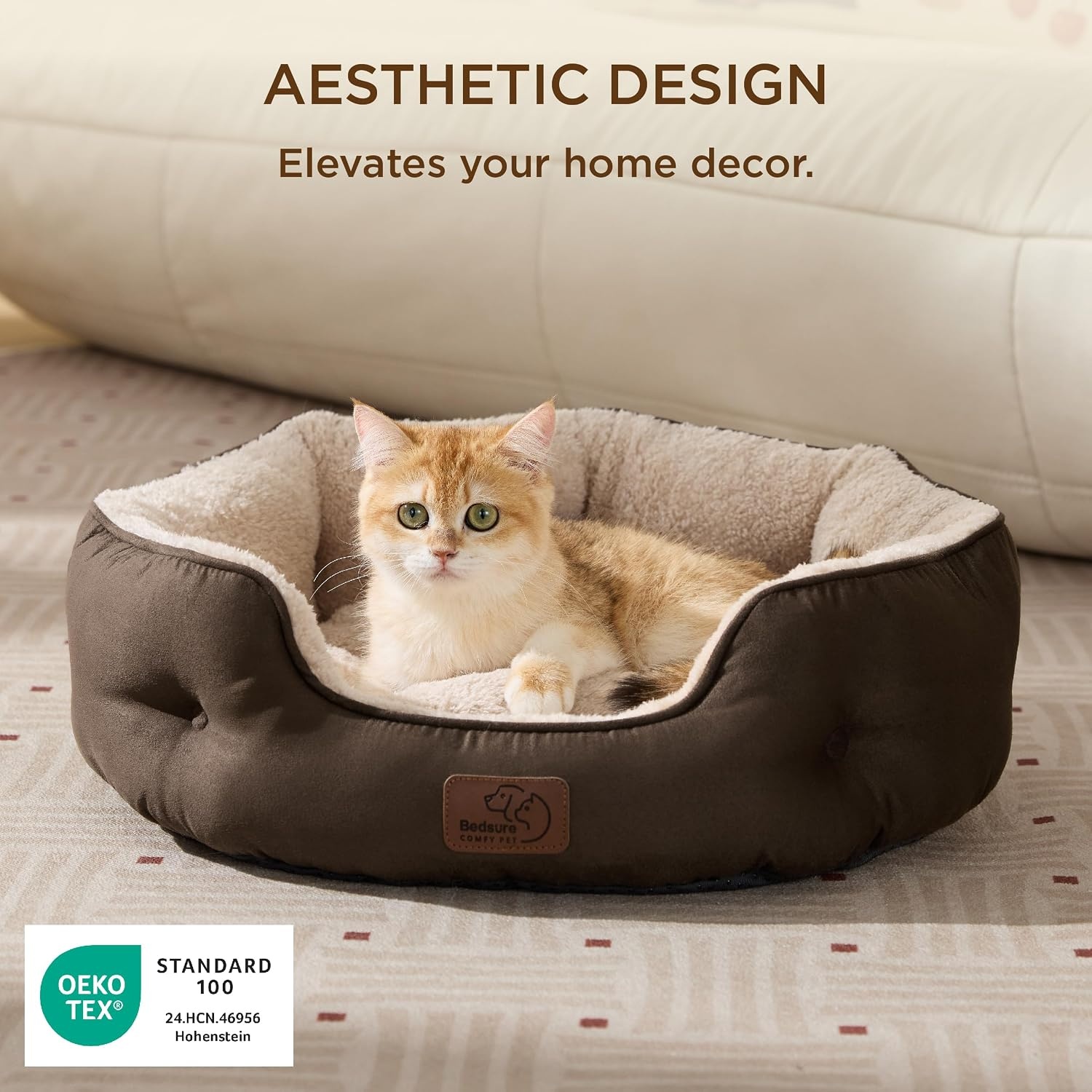image:imageBedsure AeroFrost Cooling Small Dog Bed Round Washable 20In Arctic Blue QMaxgt04 Cat Beds for Indoor Cats Comfort Cooling Summer Pet BedAntiSlip Bottomfor Puppies and KittensSelf Warming Brown