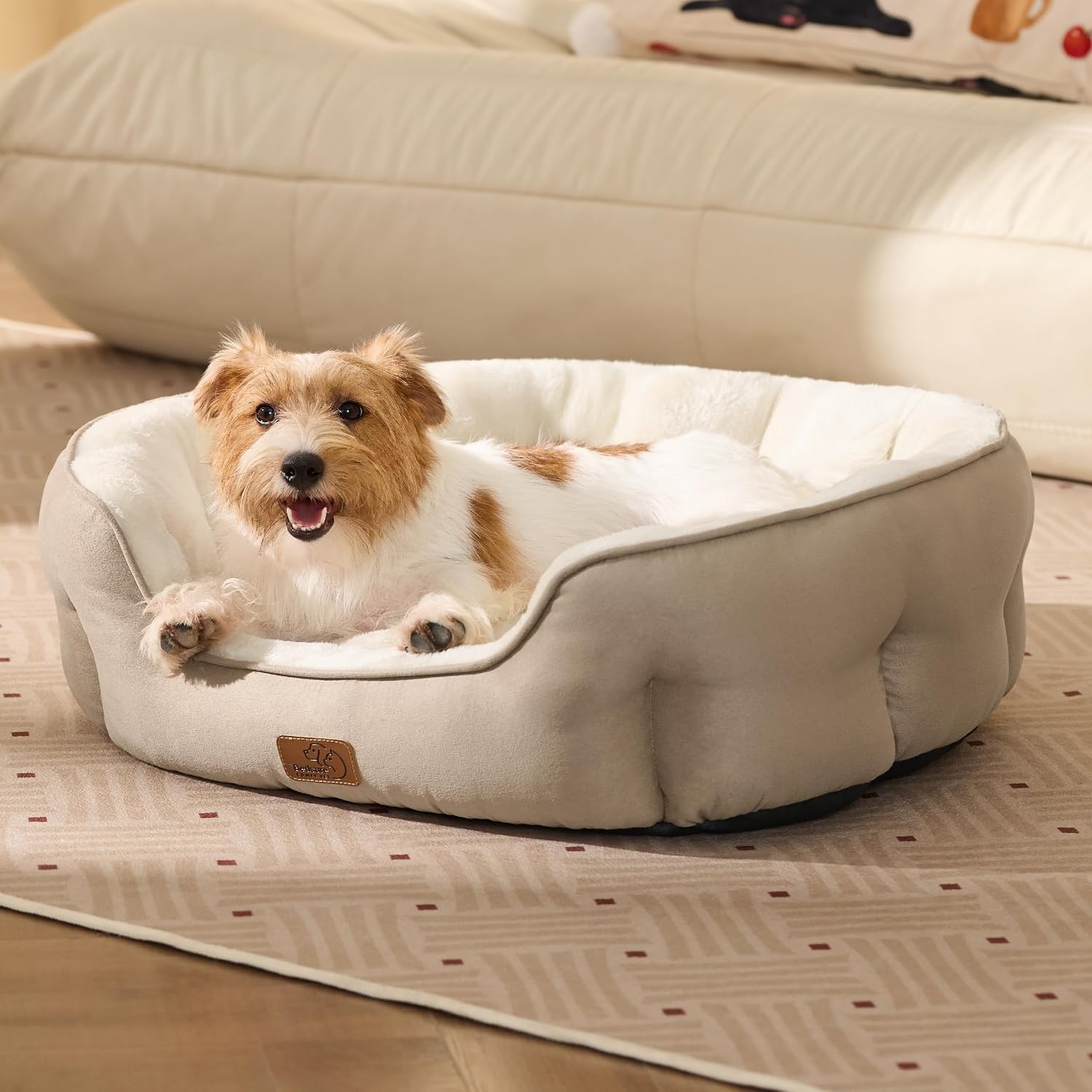 image:imageBedsure AeroFrost Cooling Small Dog Bed Round Washable 20In Arctic Blue QMaxgt04 Cat Beds for Indoor Cats Comfort Cooling Summer Pet BedAntiSlip Bottomfor Puppies and KittensCamel
