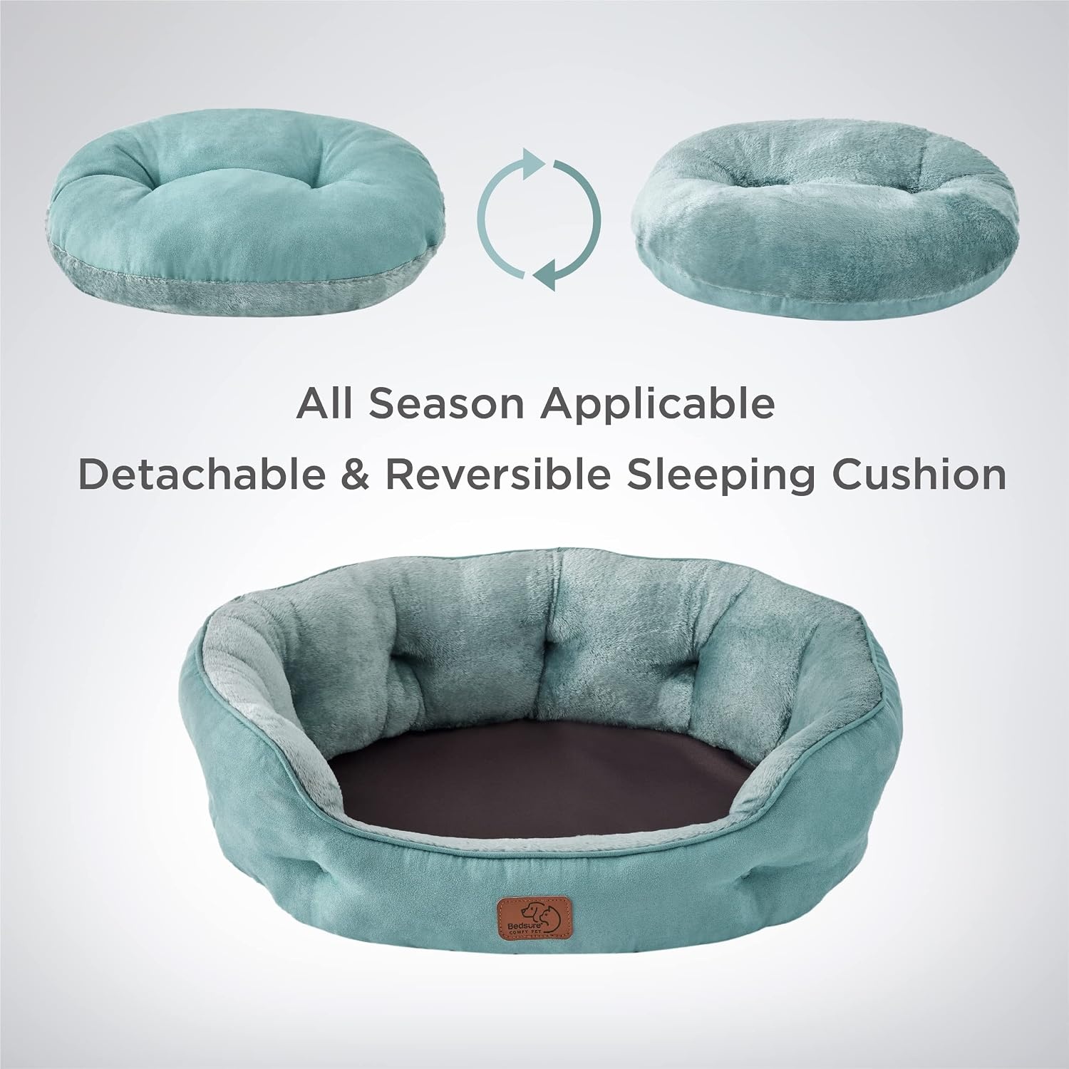 image:imageBedsure AeroFrost Cooling Small Dog Bed Round Washable 20In Arctic Blue QMaxgt04 Cat Beds for Indoor Cats Comfort Cooling Summer Pet BedAntiSlip Bottomfor Puppies and KittensWashed Blue