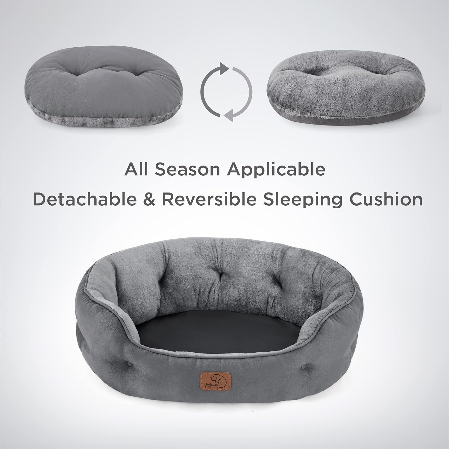 image:imageBedsure AeroFrost Cooling Small Dog Bed Round Washable 20In Arctic Blue QMaxgt04 Cat Beds for Indoor Cats Comfort Cooling Summer Pet BedAntiSlip Bottomfor Puppies and KittensGrey