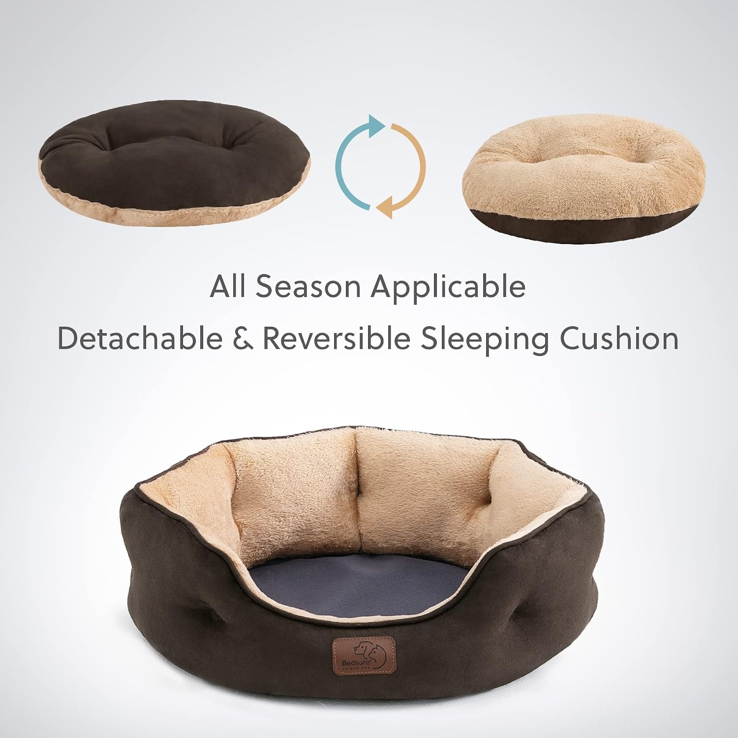 image:imageBedsure AeroFrost Cooling Small Dog Bed Round Washable 20In Arctic Blue QMaxgt04 Cat Beds for Indoor Cats Comfort Cooling Summer Pet BedAntiSlip Bottomfor Puppies and KittensBrown