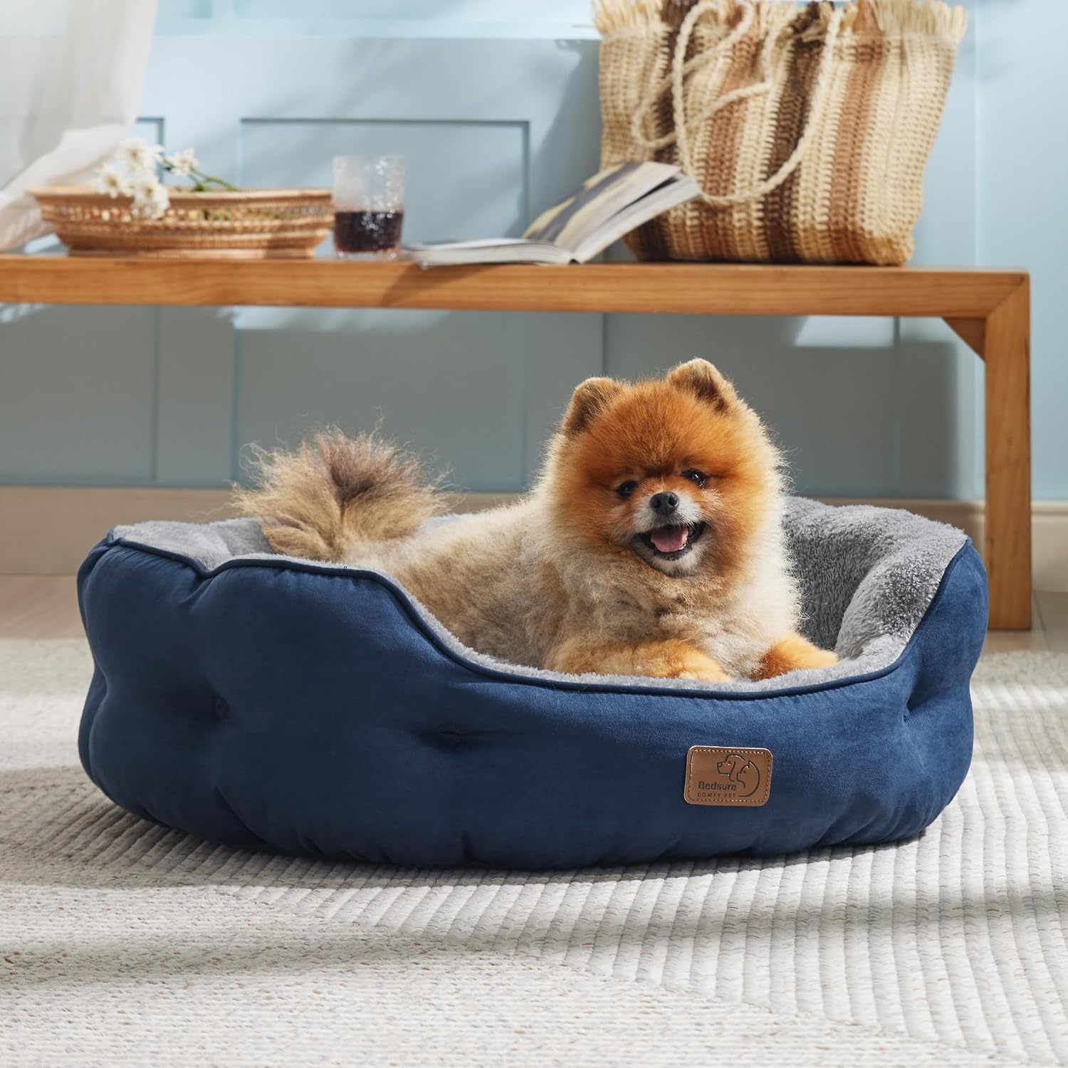 image:imageBedsure AeroFrost Cooling Small Dog Bed Round Washable 20In Arctic Blue QMaxgt04 Cat Beds for Indoor Cats Comfort Cooling Summer Pet BedAntiSlip Bottomfor Puppies and KittensNavy