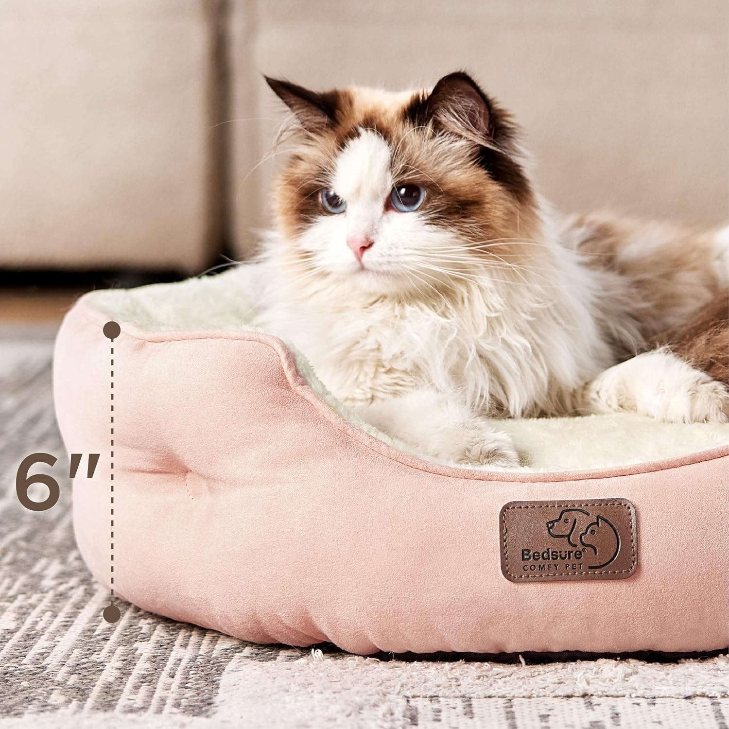 image:imageBedsure AeroFrost Cooling Small Dog Bed Round Washable 20In Arctic Blue QMaxgt04 Cat Beds for Indoor Cats Comfort Cooling Summer Pet BedAntiSlip Bottomfor Puppies and KittensPeach Pink