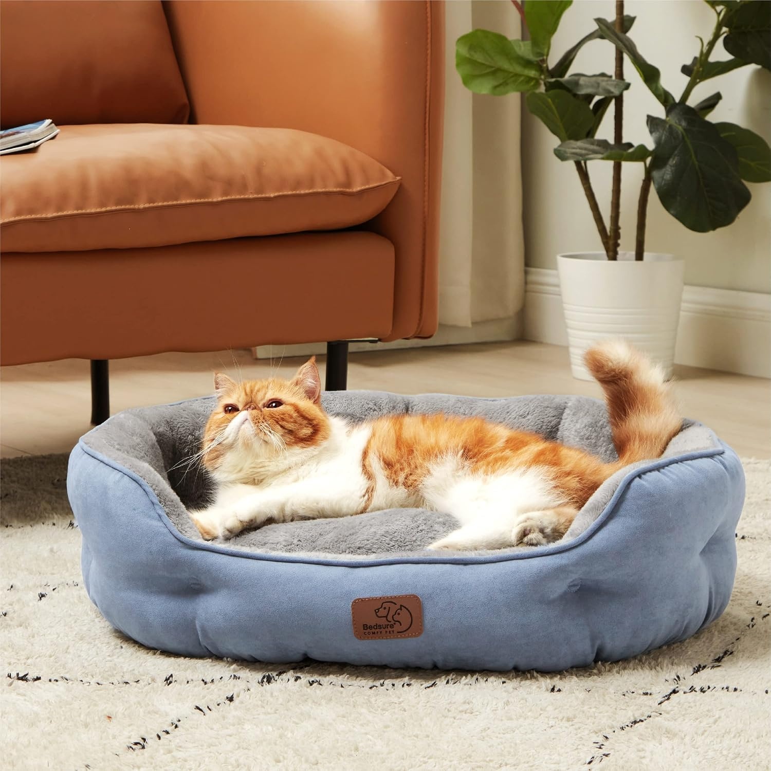image:imageBedsure AeroFrost Cooling Small Dog Bed Round Washable 20In Arctic Blue QMaxgt04 Cat Beds for Indoor Cats Comfort Cooling Summer Pet BedAntiSlip Bottomfor Puppies and KittensFrost Blue