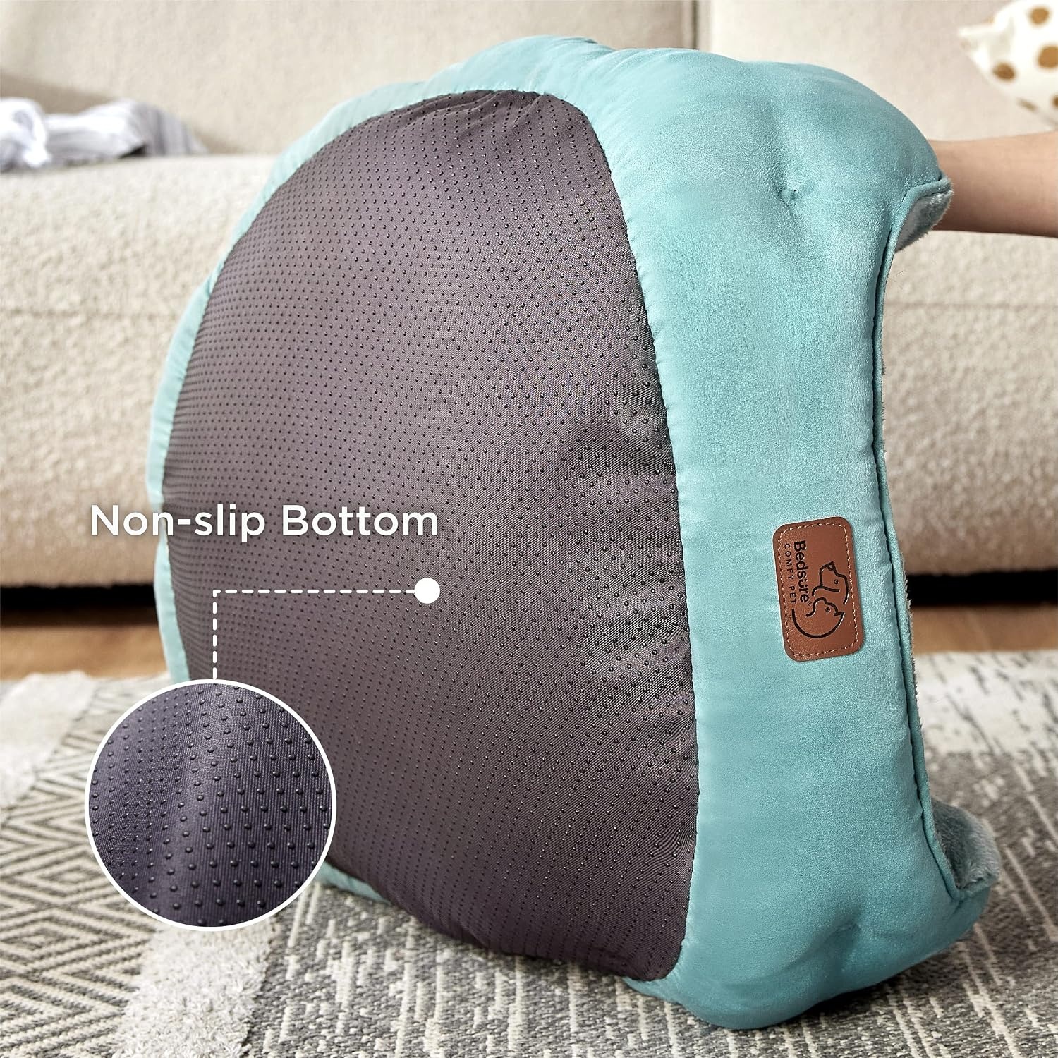 image:imageBedsure AeroFrost Cooling Small Dog Bed Round Washable 20In Arctic Blue QMaxgt04 Cat Beds for Indoor Cats Comfort Cooling Summer Pet BedAntiSlip Bottomfor Puppies and KittensWashed Blue