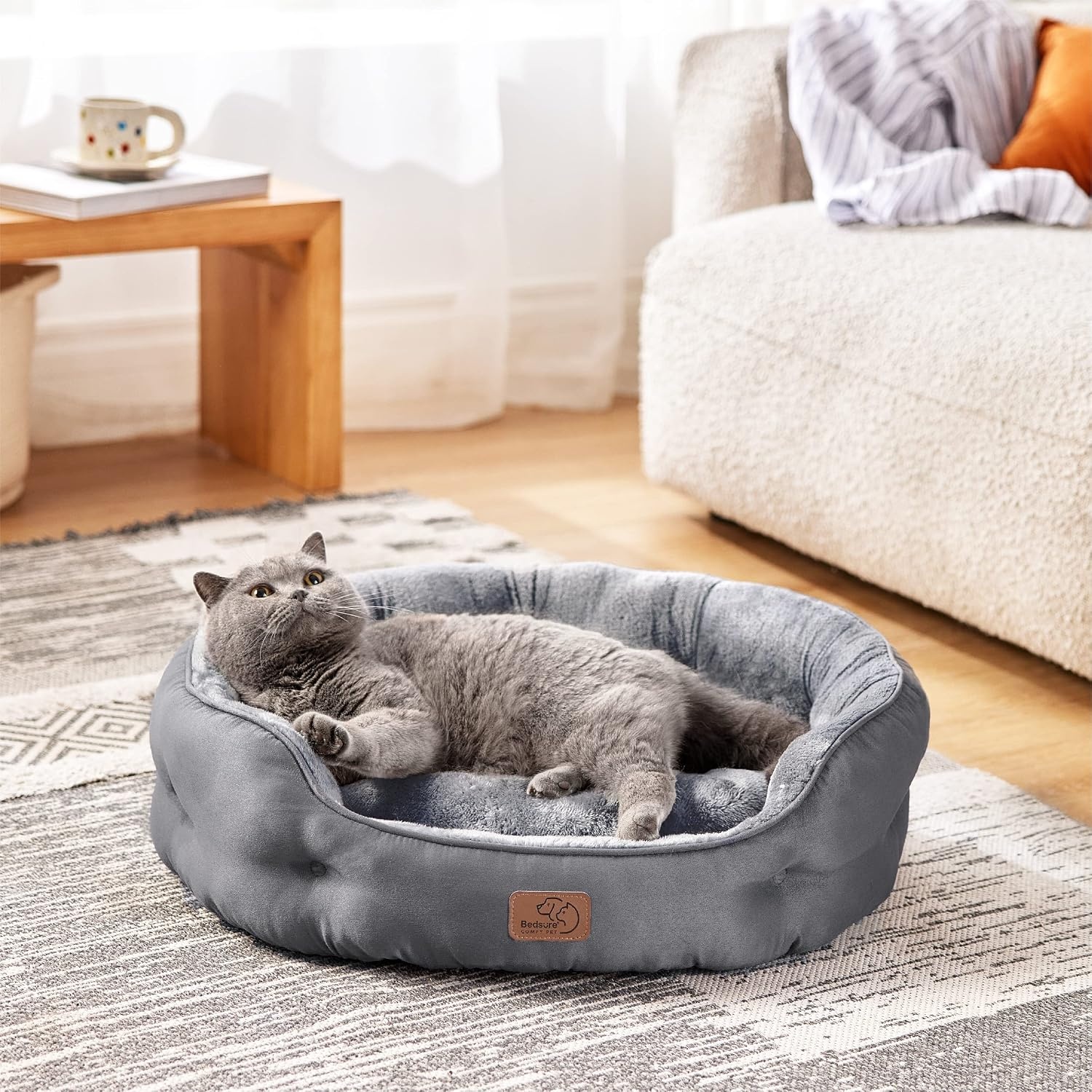 image:imageBedsure AeroFrost Cooling Small Dog Bed Round Washable 20In Arctic Blue QMaxgt04 Cat Beds for Indoor Cats Comfort Cooling Summer Pet BedAntiSlip Bottomfor Puppies and KittensGrey