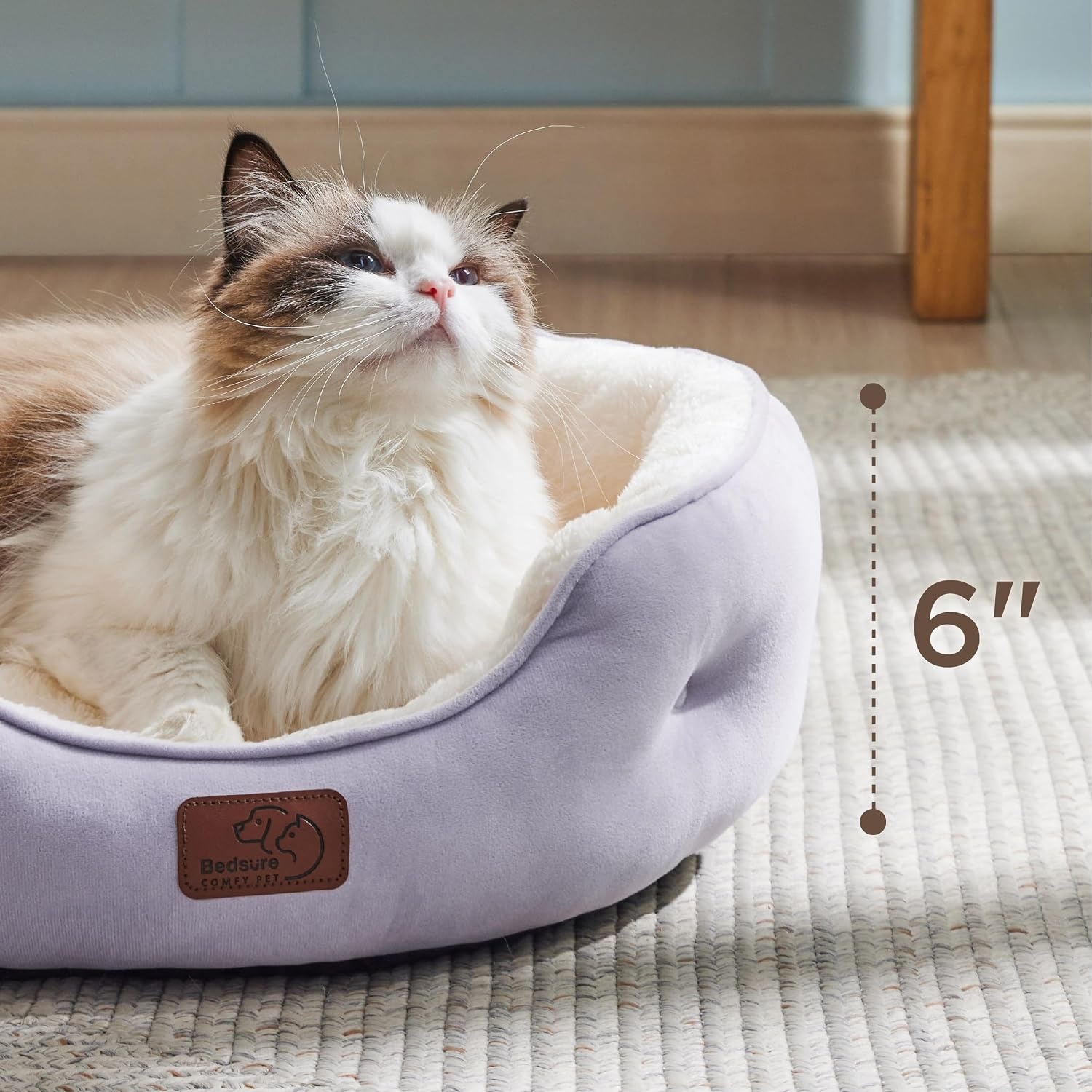 image:imageBedsure AeroFrost Cooling Small Dog Bed Round Washable 20In Arctic Blue QMaxgt04 Cat Beds for Indoor Cats Comfort Cooling Summer Pet BedAntiSlip Bottomfor Puppies and KittensAzure Lilac