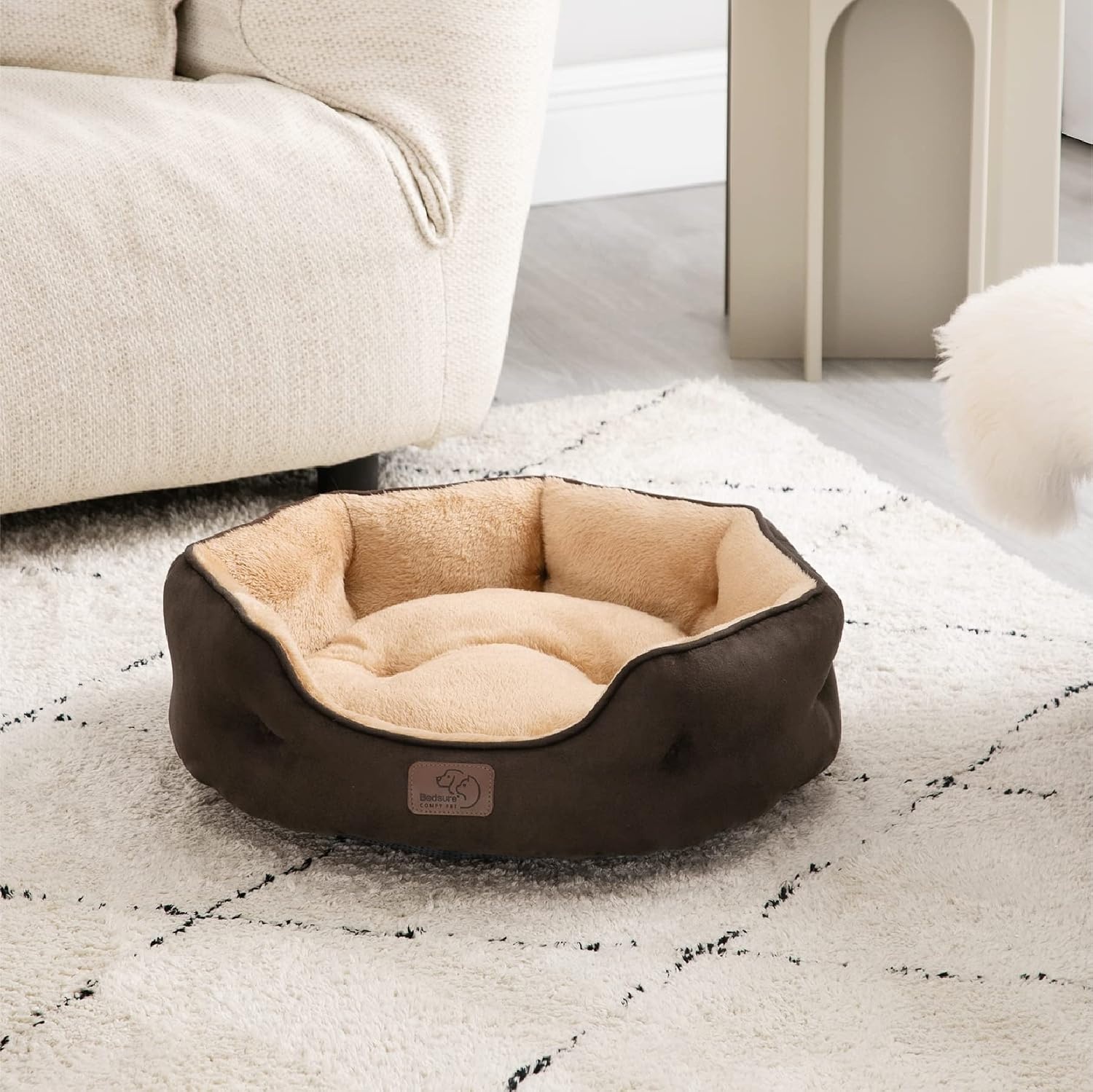 image:imageBedsure AeroFrost Cooling Small Dog Bed Round Washable 20In Arctic Blue QMaxgt04 Cat Beds for Indoor Cats Comfort Cooling Summer Pet BedAntiSlip Bottomfor Puppies and KittensBrown