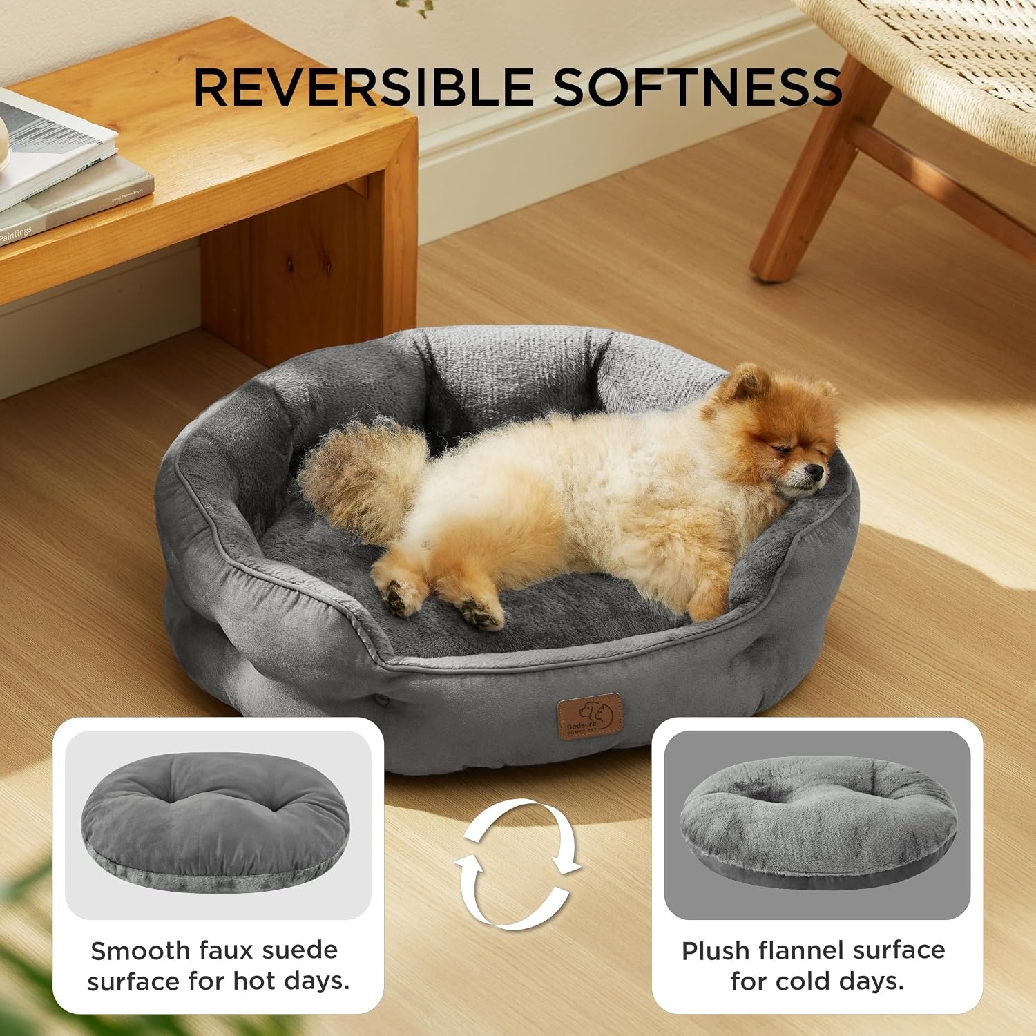 image:imageBedsure AeroFrost Cooling Small Dog Bed Round Washable 20In Arctic Blue QMaxgt04 Cat Beds for Indoor Cats Comfort Cooling Summer Pet BedAntiSlip Bottomfor Puppies and KittensGrey