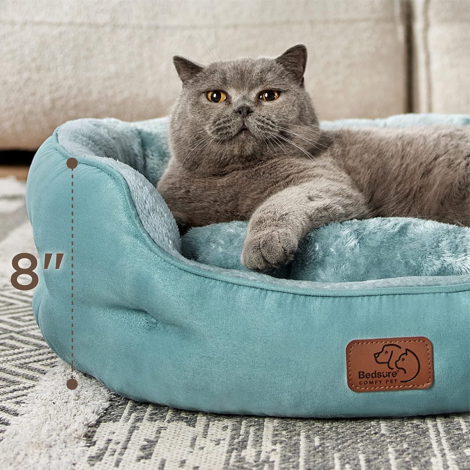 image:imageBedsure AeroFrost Cooling Small Dog Bed Round Washable 20In Arctic Blue QMaxgt04 Cat Beds for Indoor Cats Comfort Cooling Summer Pet BedAntiSlip Bottomfor Puppies and KittensWashed Blue