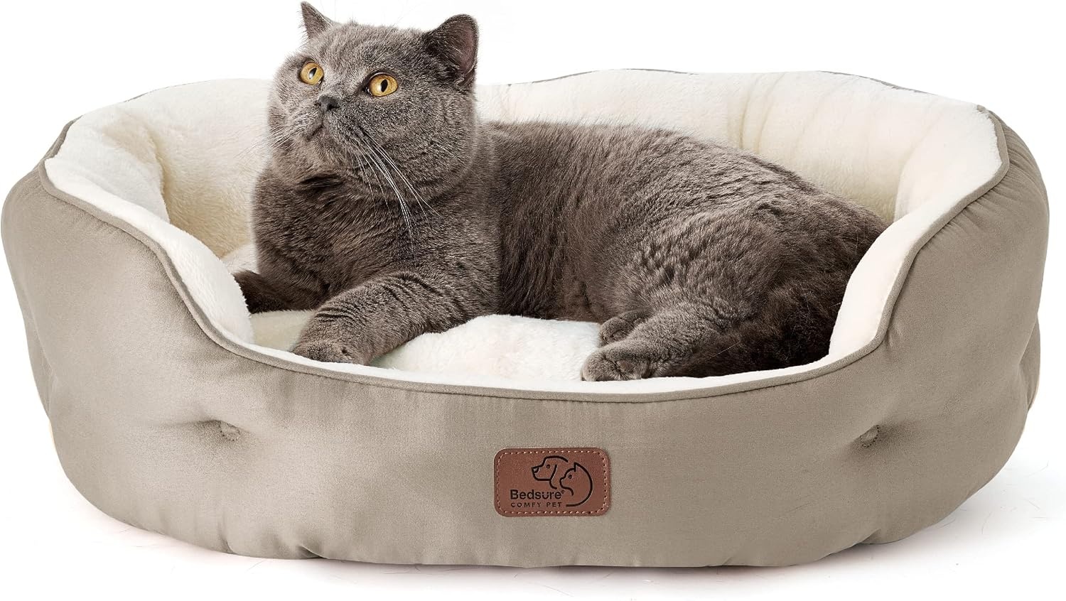 image:imageBedsure AeroFrost Cooling Small Dog Bed Round Washable 20In Arctic Blue QMaxgt04 Cat Beds for Indoor Cats Comfort Cooling Summer Pet BedAntiSlip Bottomfor Puppies and KittensCamel