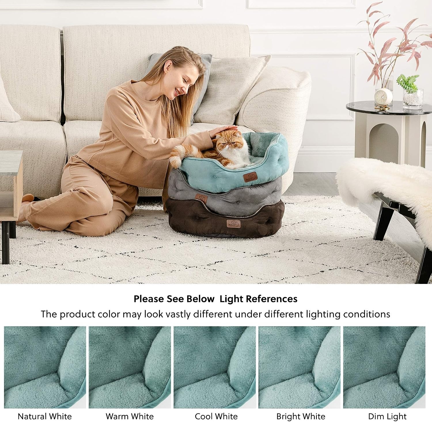 image:imageBedsure AeroFrost Cooling Small Dog Bed Round Washable 20In Arctic Blue QMaxgt04 Cat Beds for Indoor Cats Comfort Cooling Summer Pet BedAntiSlip Bottomfor Puppies and KittensWashed Blue