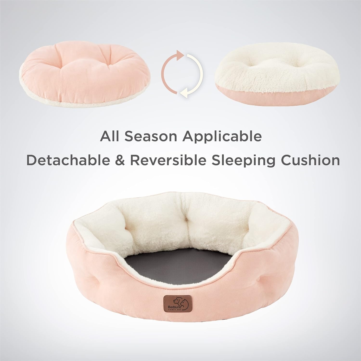 image:imageBedsure AeroFrost Cooling Small Dog Bed Round Washable 20In Arctic Blue QMaxgt04 Cat Beds for Indoor Cats Comfort Cooling Summer Pet BedAntiSlip Bottomfor Puppies and KittensPeach Pink