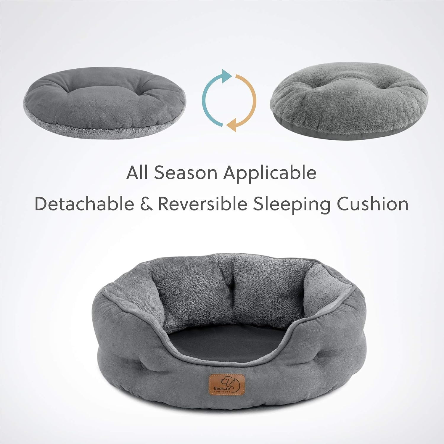 image:imageBedsure AeroFrost Cooling Small Dog Bed Round Washable 20In Arctic Blue QMaxgt04 Cat Beds for Indoor Cats Comfort Cooling Summer Pet BedAntiSlip Bottomfor Puppies and KittensGrey