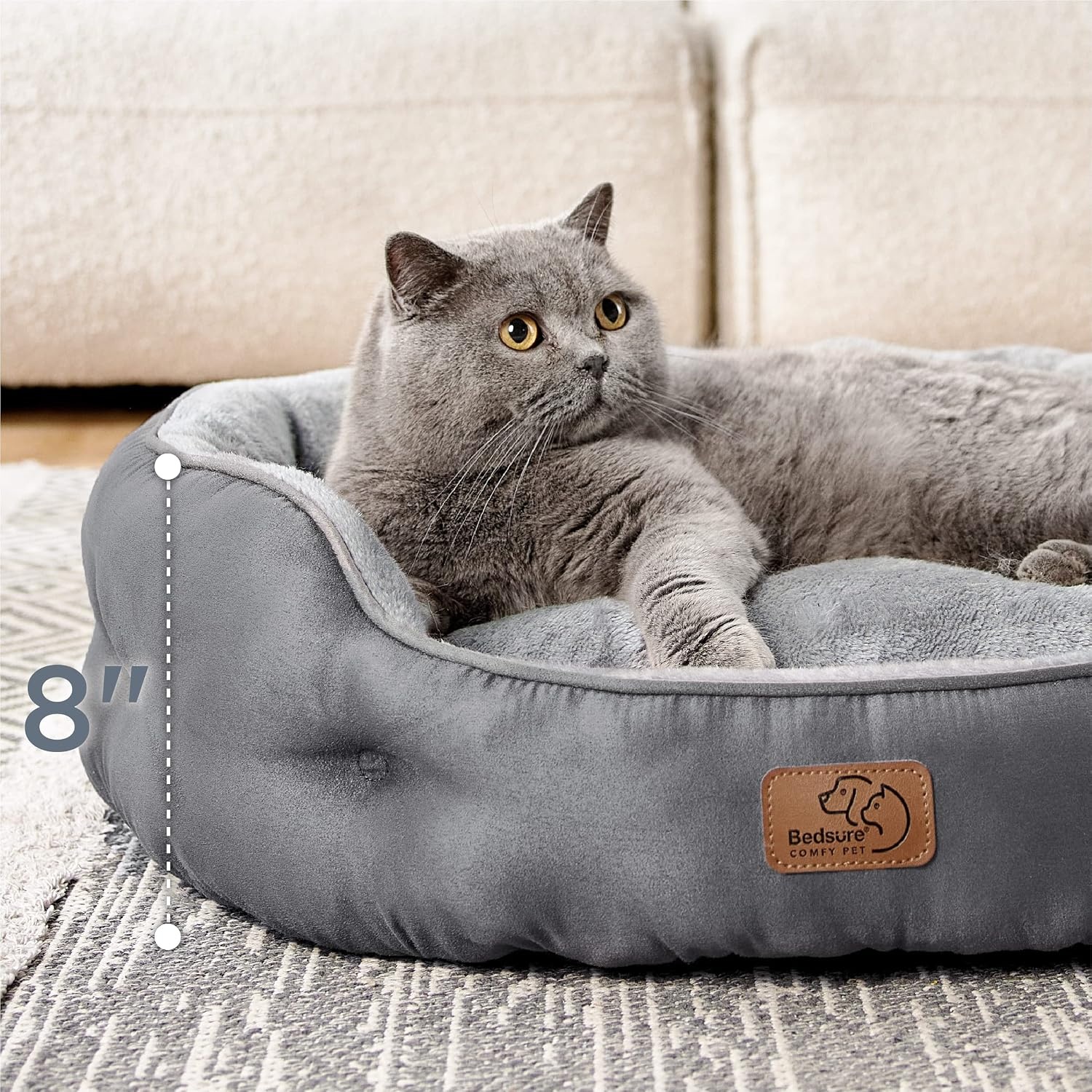 image:imageBedsure AeroFrost Cooling Small Dog Bed Round Washable 20In Arctic Blue QMaxgt04 Cat Beds for Indoor Cats Comfort Cooling Summer Pet BedAntiSlip Bottomfor Puppies and KittensGrey