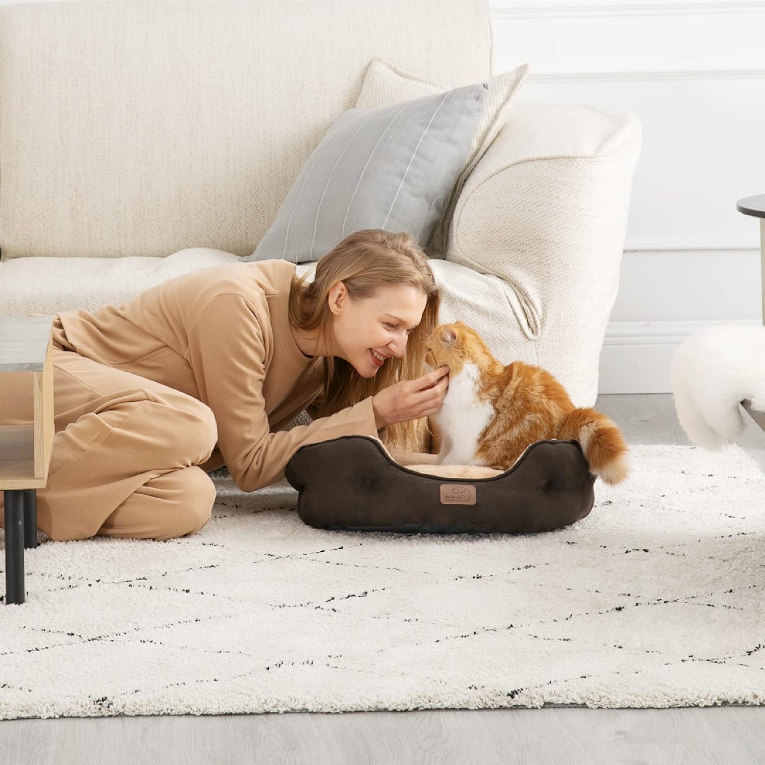 image:imageBedsure AeroFrost Cooling Small Dog Bed Round Washable 20In Arctic Blue QMaxgt04 Cat Beds for Indoor Cats Comfort Cooling Summer Pet BedAntiSlip Bottomfor Puppies and KittensBrown