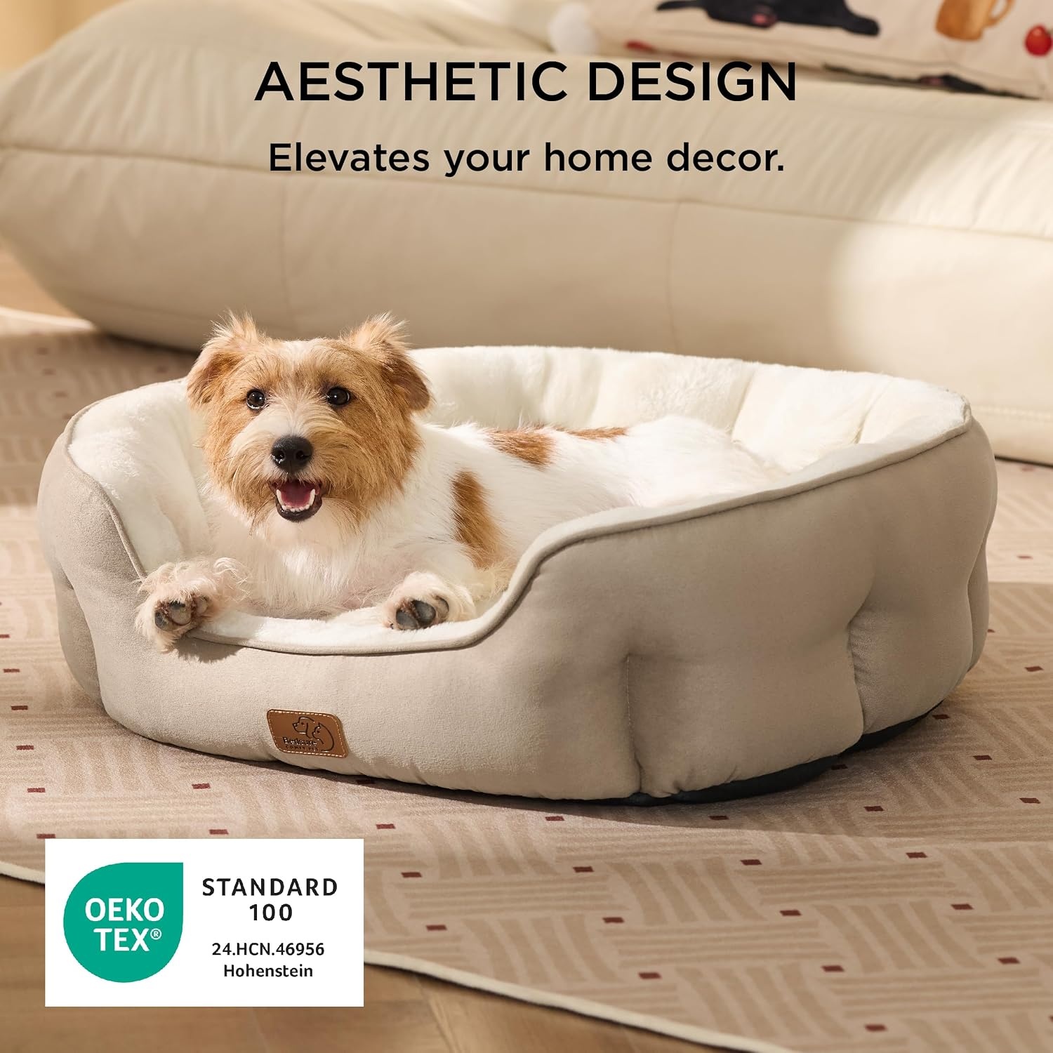 image:imageBedsure AeroFrost Cooling Small Dog Bed Round Washable 20In Arctic Blue QMaxgt04 Cat Beds for Indoor Cats Comfort Cooling Summer Pet BedAntiSlip Bottomfor Puppies and KittensCamel