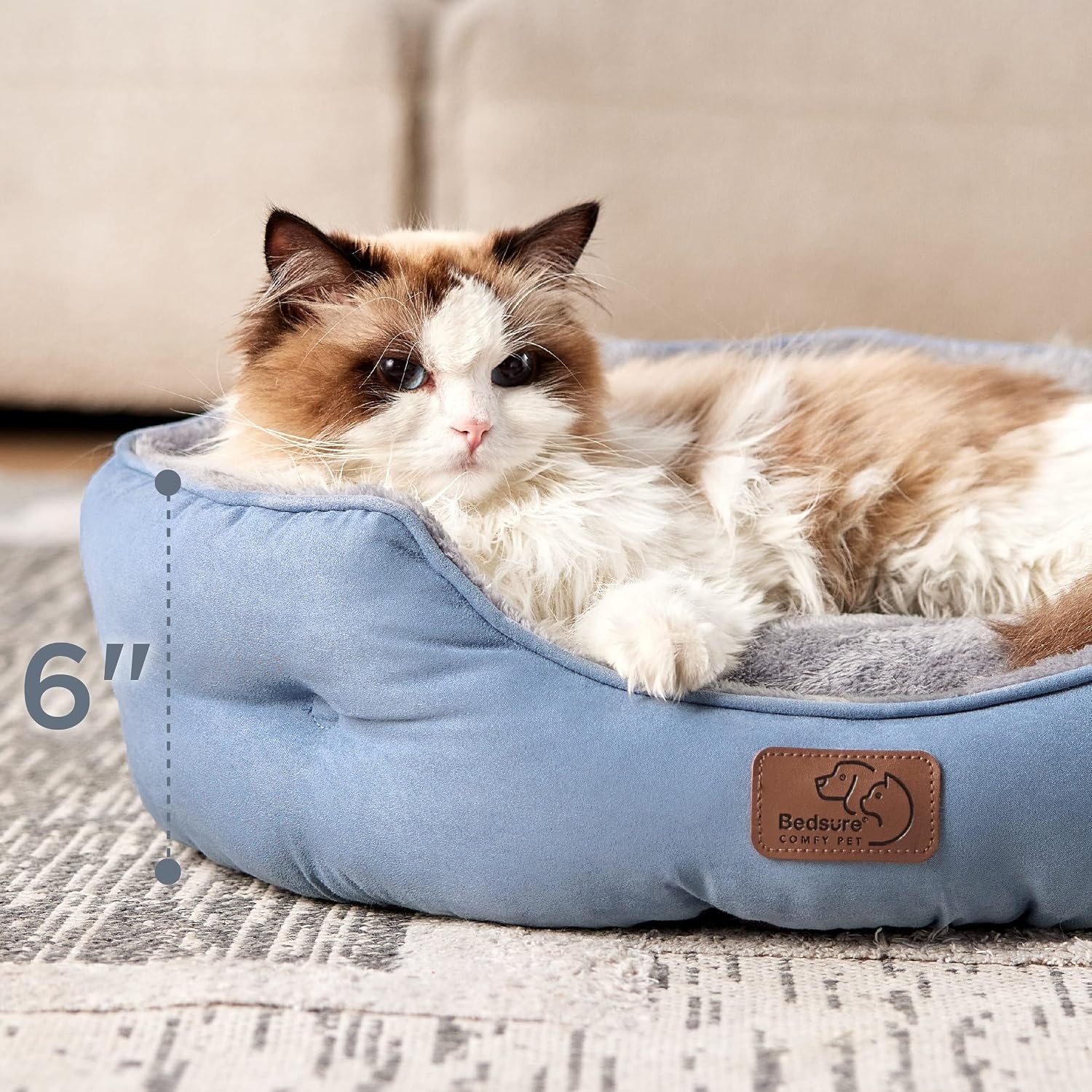 image:imageBedsure AeroFrost Cooling Small Dog Bed Round Washable 20In Arctic Blue QMaxgt04 Cat Beds for Indoor Cats Comfort Cooling Summer Pet BedAntiSlip Bottomfor Puppies and KittensFrost Blue