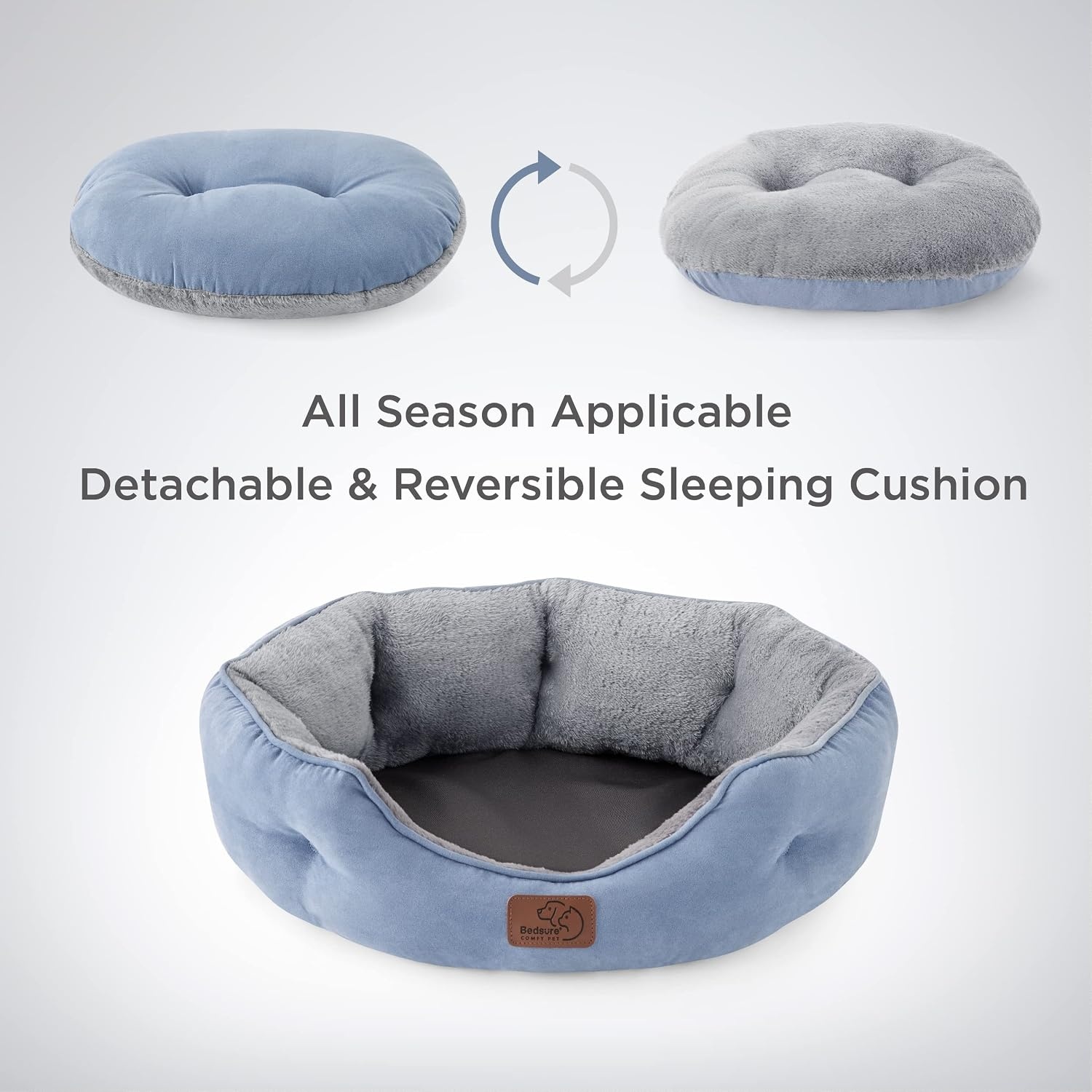 image:imageBedsure AeroFrost Cooling Small Dog Bed Round Washable 20In Arctic Blue QMaxgt04 Cat Beds for Indoor Cats Comfort Cooling Summer Pet BedAntiSlip Bottomfor Puppies and KittensFrost Blue