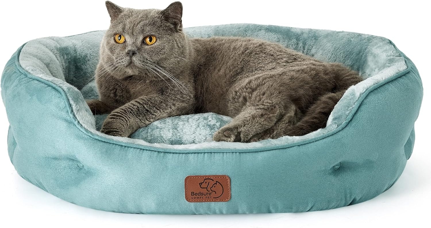 image:imageBedsure AeroFrost Cooling Small Dog Bed Round Washable 20In Arctic Blue QMaxgt04 Cat Beds for Indoor Cats Comfort Cooling Summer Pet BedAntiSlip Bottomfor Puppies and KittensWashed Blue
