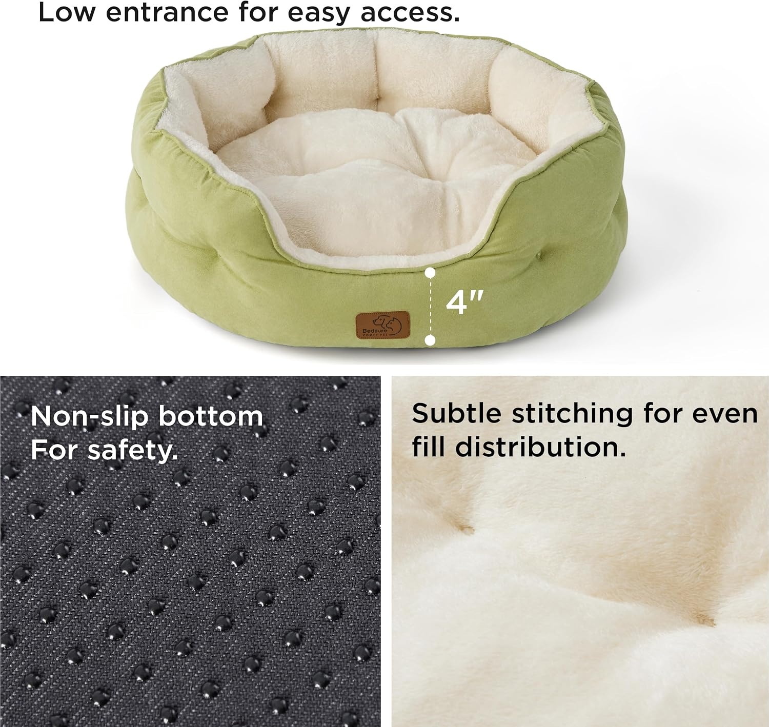 image:imageBedsure AeroFrost Cooling Small Dog Bed Round Washable 20In Arctic Blue QMaxgt04 Cat Beds for Indoor Cats Comfort Cooling Summer Pet BedAntiSlip Bottomfor Puppies and KittensPale Bean Green