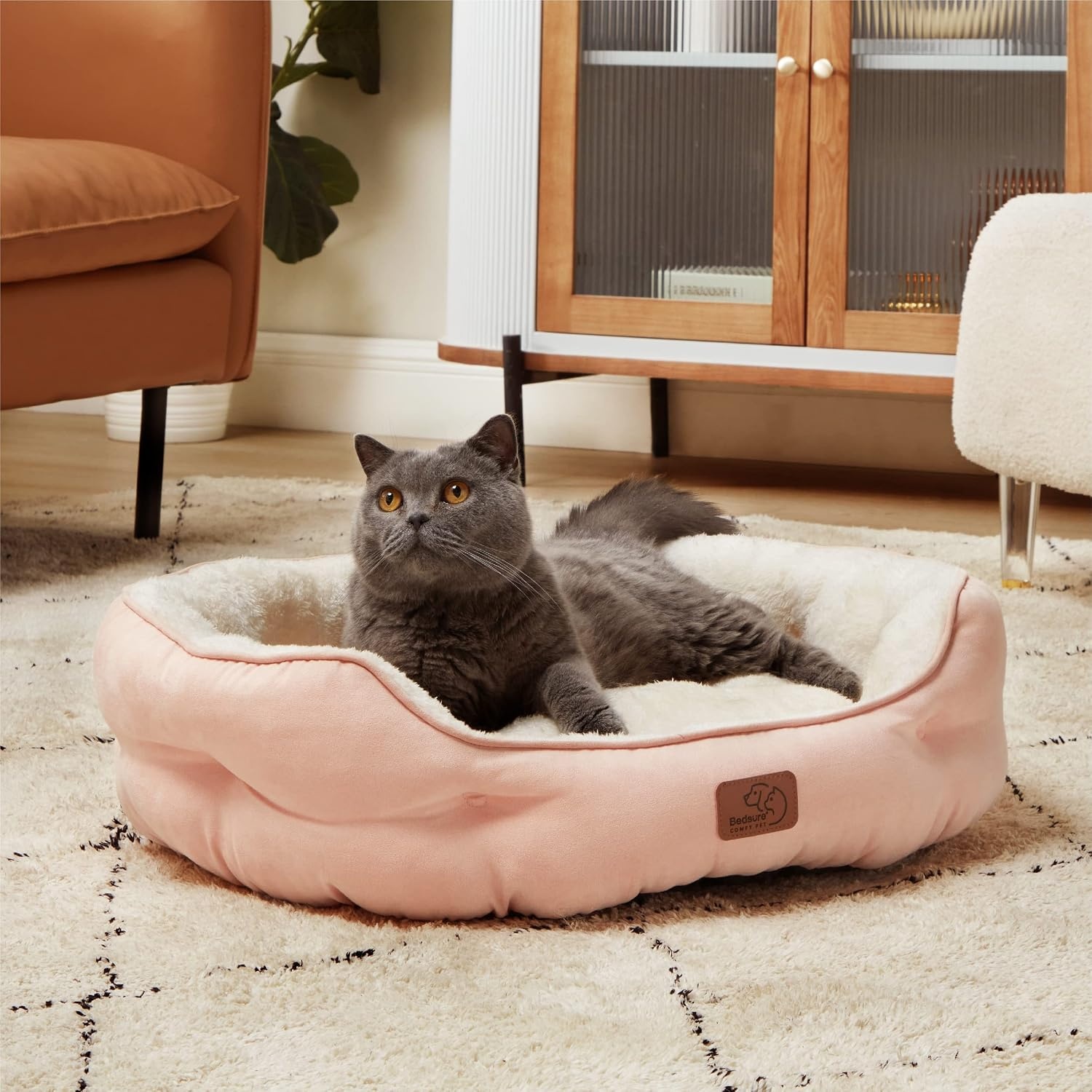 image:imageBedsure AeroFrost Cooling Small Dog Bed Round Washable 20In Arctic Blue QMaxgt04 Cat Beds for Indoor Cats Comfort Cooling Summer Pet BedAntiSlip Bottomfor Puppies and KittensPeach Pink