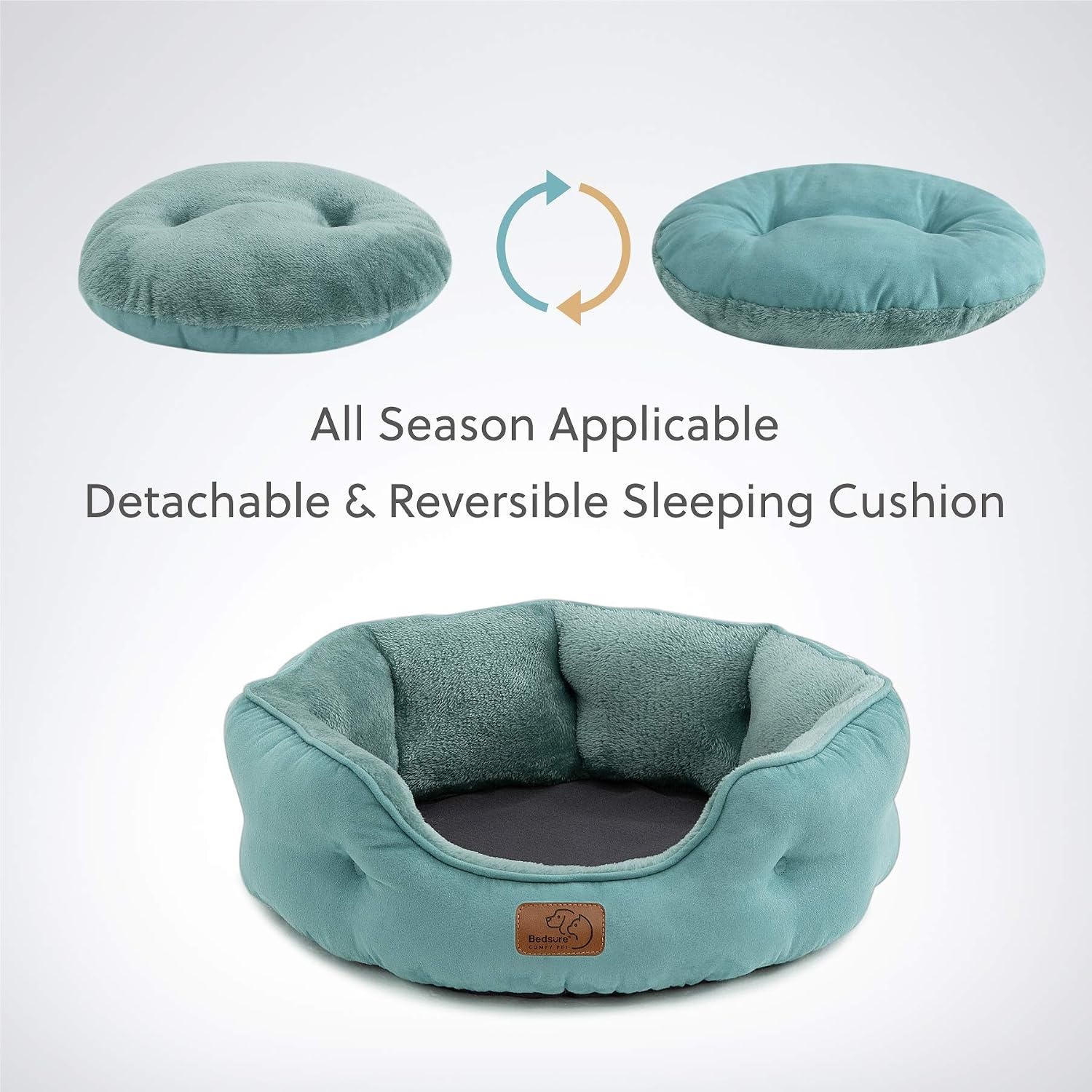 image:imageBedsure AeroFrost Cooling Small Dog Bed Round Washable 20In Arctic Blue QMaxgt04 Cat Beds for Indoor Cats Comfort Cooling Summer Pet BedAntiSlip Bottomfor Puppies and KittensWashed Blue