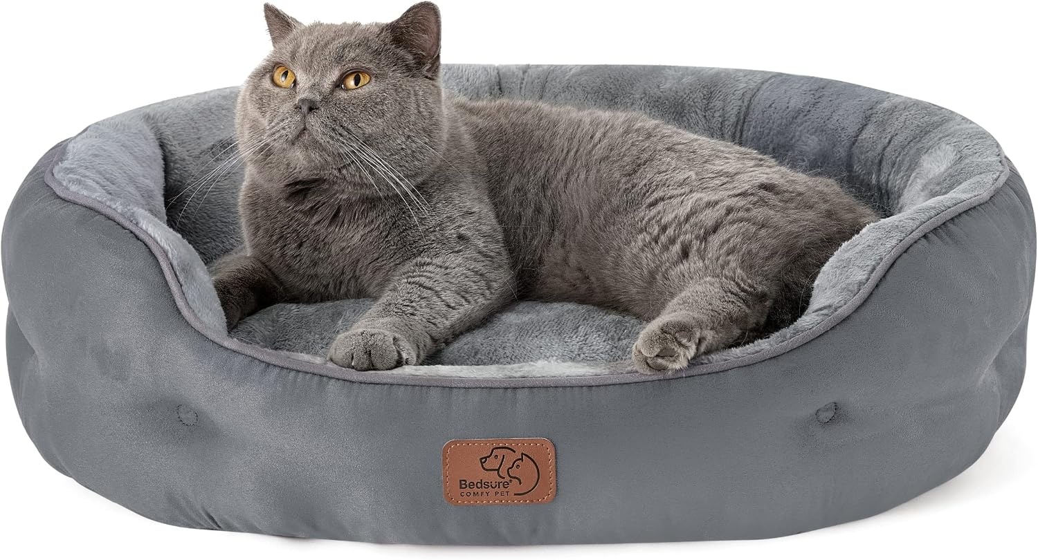 image:imageBedsure AeroFrost Cooling Small Dog Bed Round Washable 20In Arctic Blue QMaxgt04 Cat Beds for Indoor Cats Comfort Cooling Summer Pet BedAntiSlip Bottomfor Puppies and KittensGrey